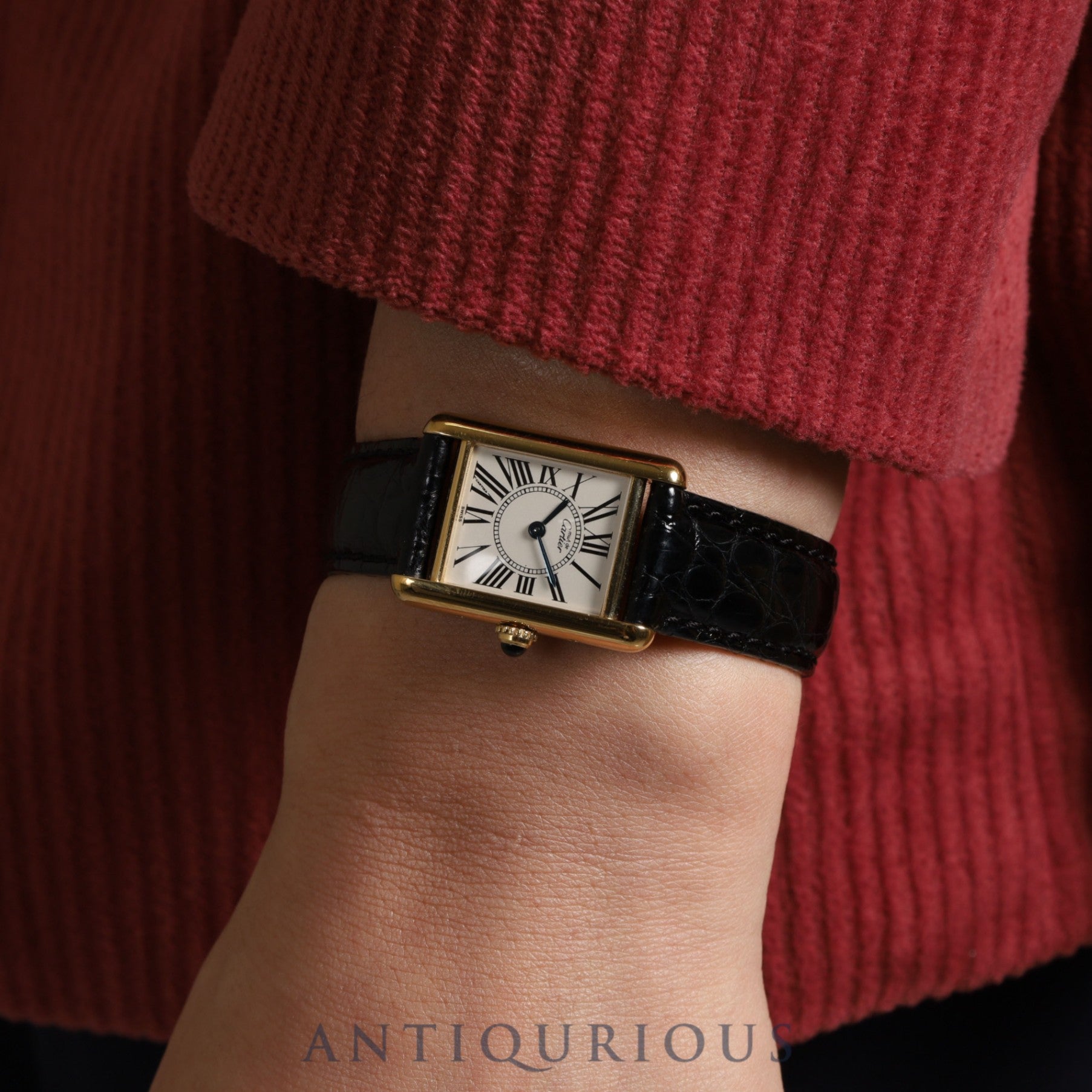 カルティエ マストタンク SM 1613 クォーツ Cal.057 SV925 革 純正Dバックル(GP)オパラン文字盤 オーバーホール済み