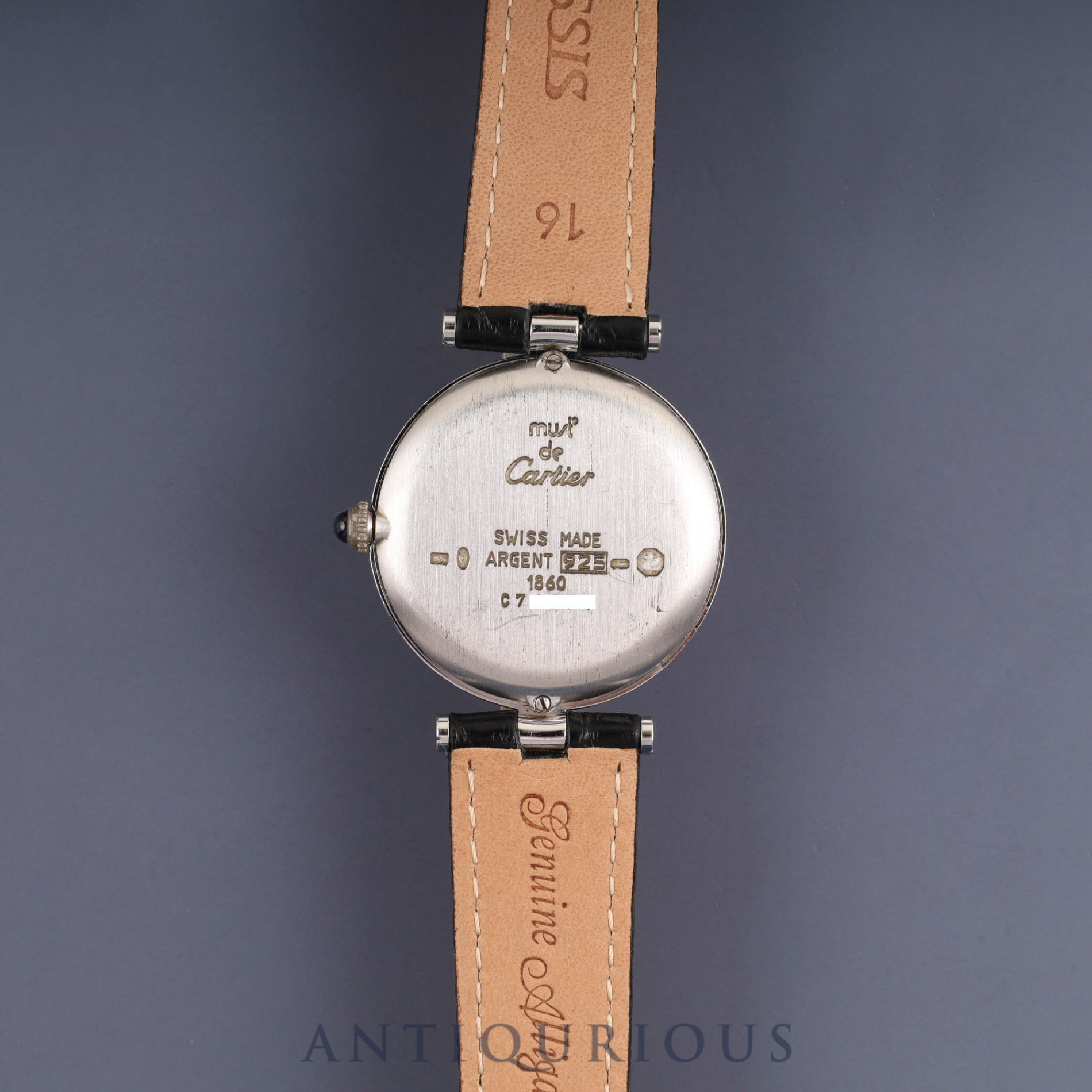 Cartier Must Vendôme VLC LM W1007065/1860 Quartz Caliber 90.06 SV925 Leather Strap with Genuine D-Buckle (Stainless Steel) Opalescent Dial Overhauled