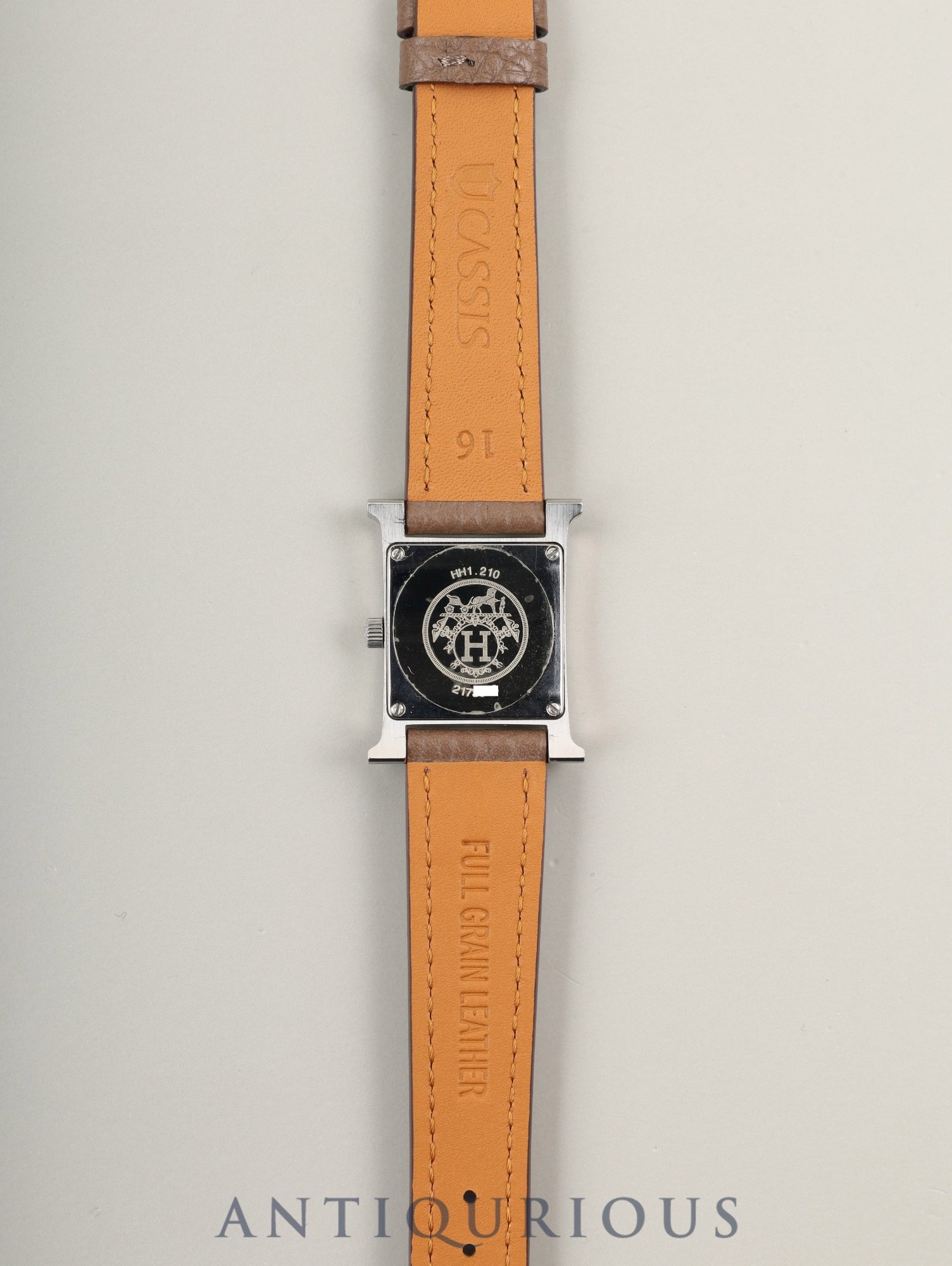 エルメス Hウォッチ HH1.210 クォーツ Cal.- SS 革 純正ピンバックル(SS)ホワイト文字盤 箱 冊子 保証書(2006年) 純正革ベルト(□I刻印:2005年)オーバーホール済み