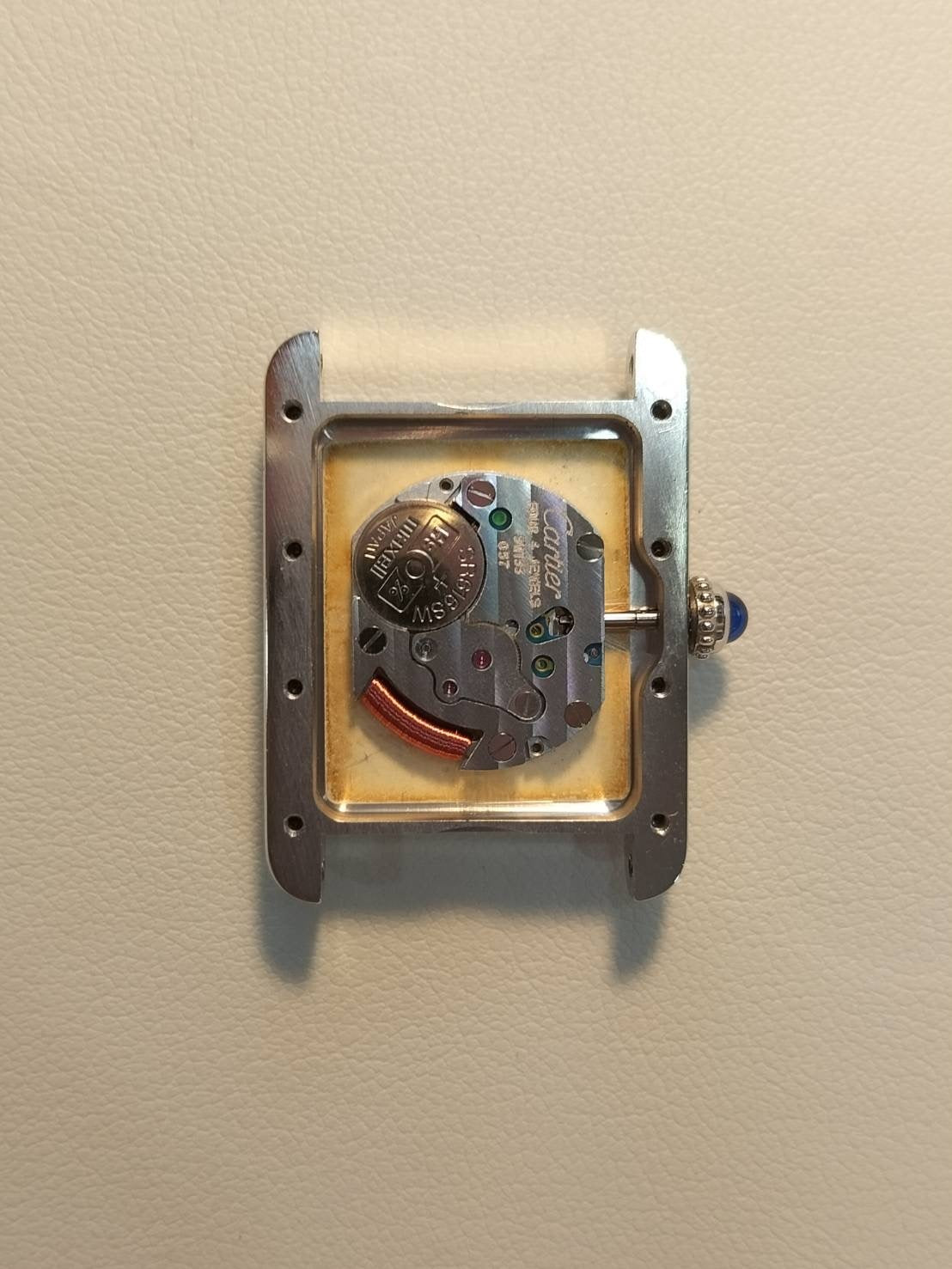 カルティエ マストタンク MM 2416 クォーツ Cal.057 SV925 革 純正Dバックル(SS) テレフォンCC文字盤 オーバーホール済み