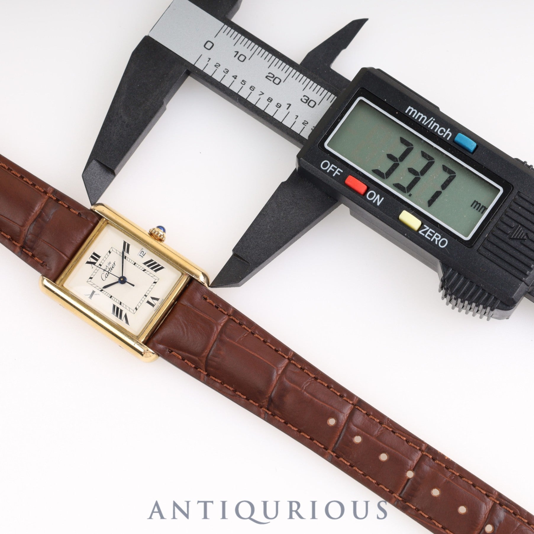 Cartier Must Tank GM (XL) Date QZ W1013754 / 2413 SV925 Leather White Roman CC Dial