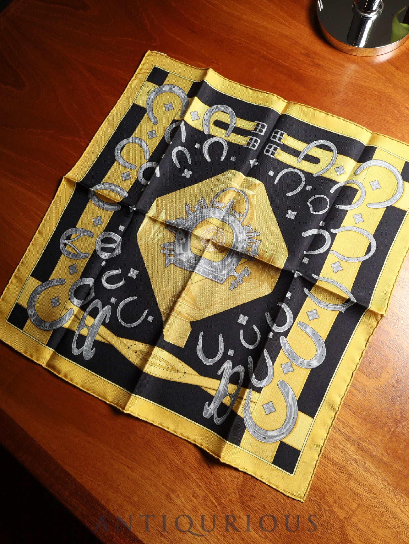 Hermès Carré 45 Porte-Bonheur Scarf, Lucky Charm, 100% Silk, Tag