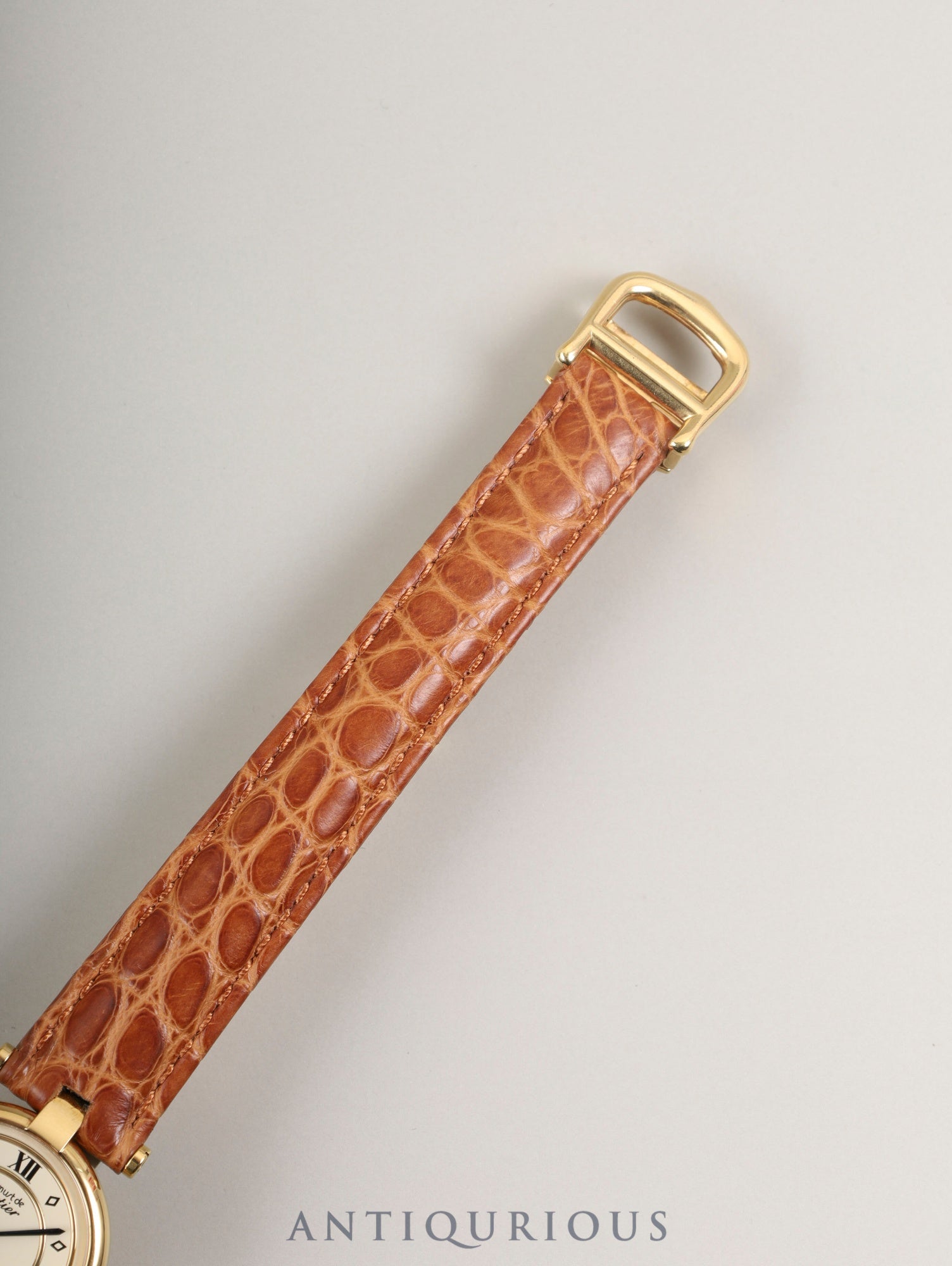 Cartier Must Vendôme VLC SM 590004 Quartz SV925 Leather Watch with Genuine D-buckle (GP) Ivory 4-point Roman Dial Overhauled