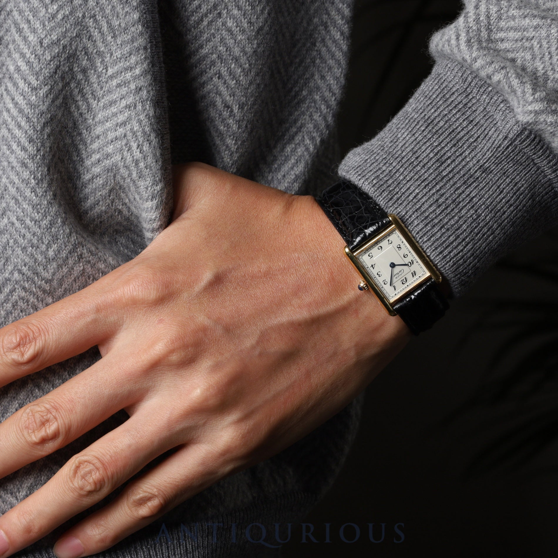 Cartier Must Tank LM 590005 Quartz Caliber 90 SV925 Leather Strap with Genuine GP Buckle, Arabic Dial, Overhauled