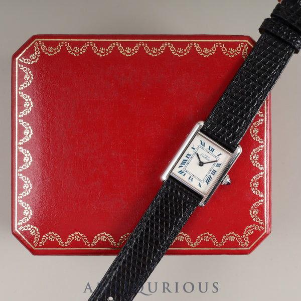 Cartier Must Tank SM 6057002 Quartz Cal.057 SV925 Leather Genuine Buckle (SS) White Roman Dial Box Overhauled