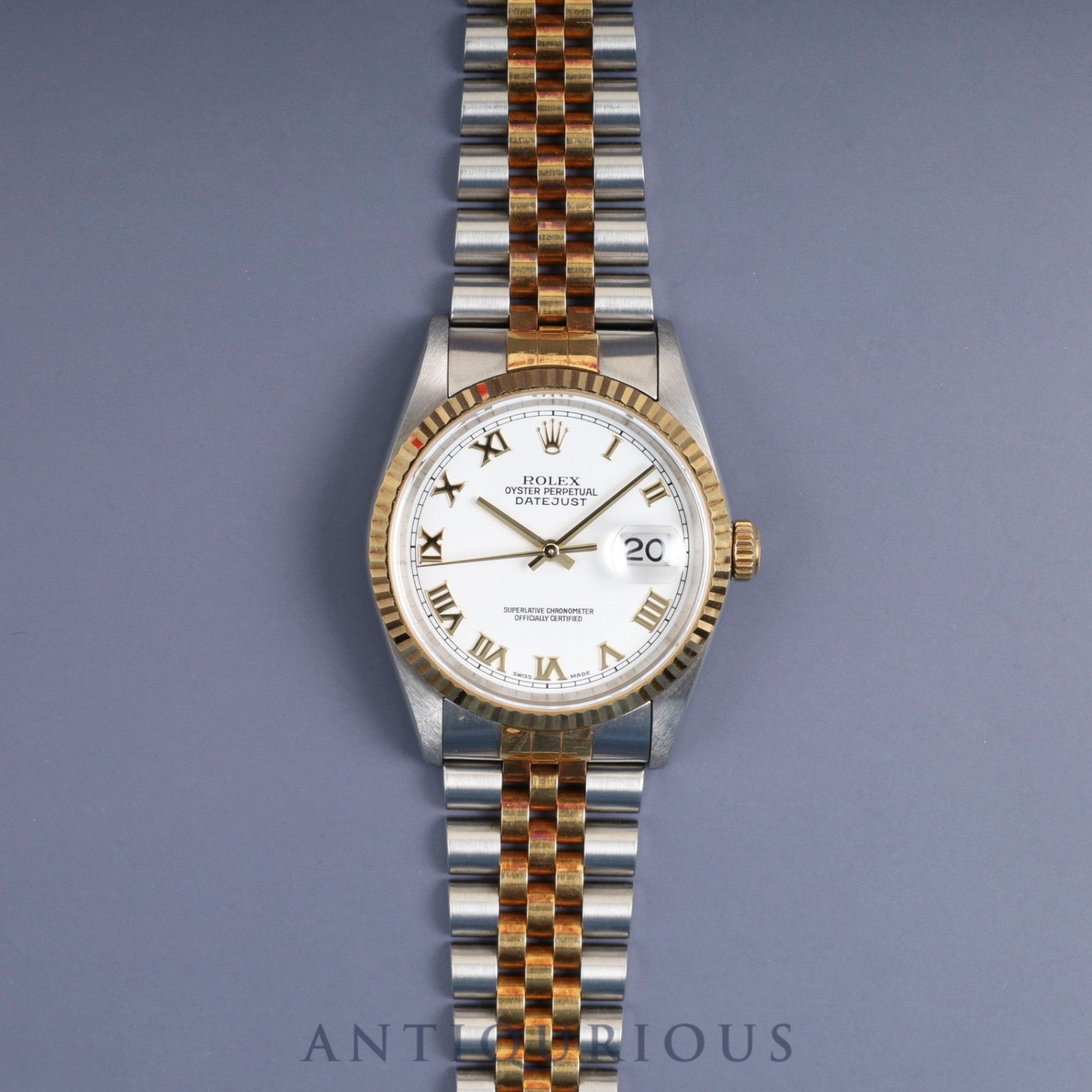 ロレックス デイトジャスト 36 16233 自動巻き Cal.3135 SS/YG SS/YG ホワイトシャンタン文字盤 P番(2000年) オーバーホール済み