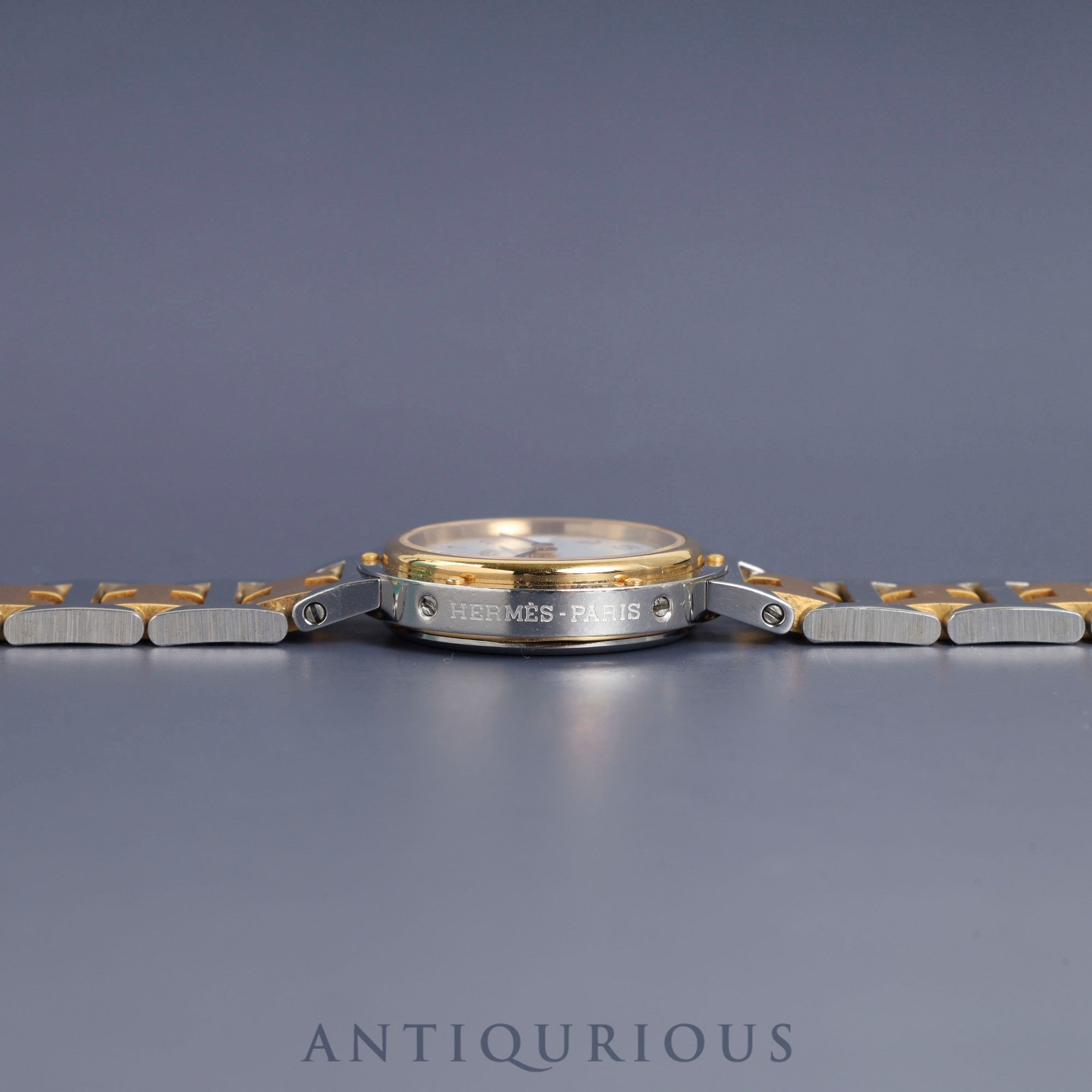 Hermes Clipper 51.03 Quartz SS/GP SS/GP White Dial Box Warranty (1993) Tag Overhauled