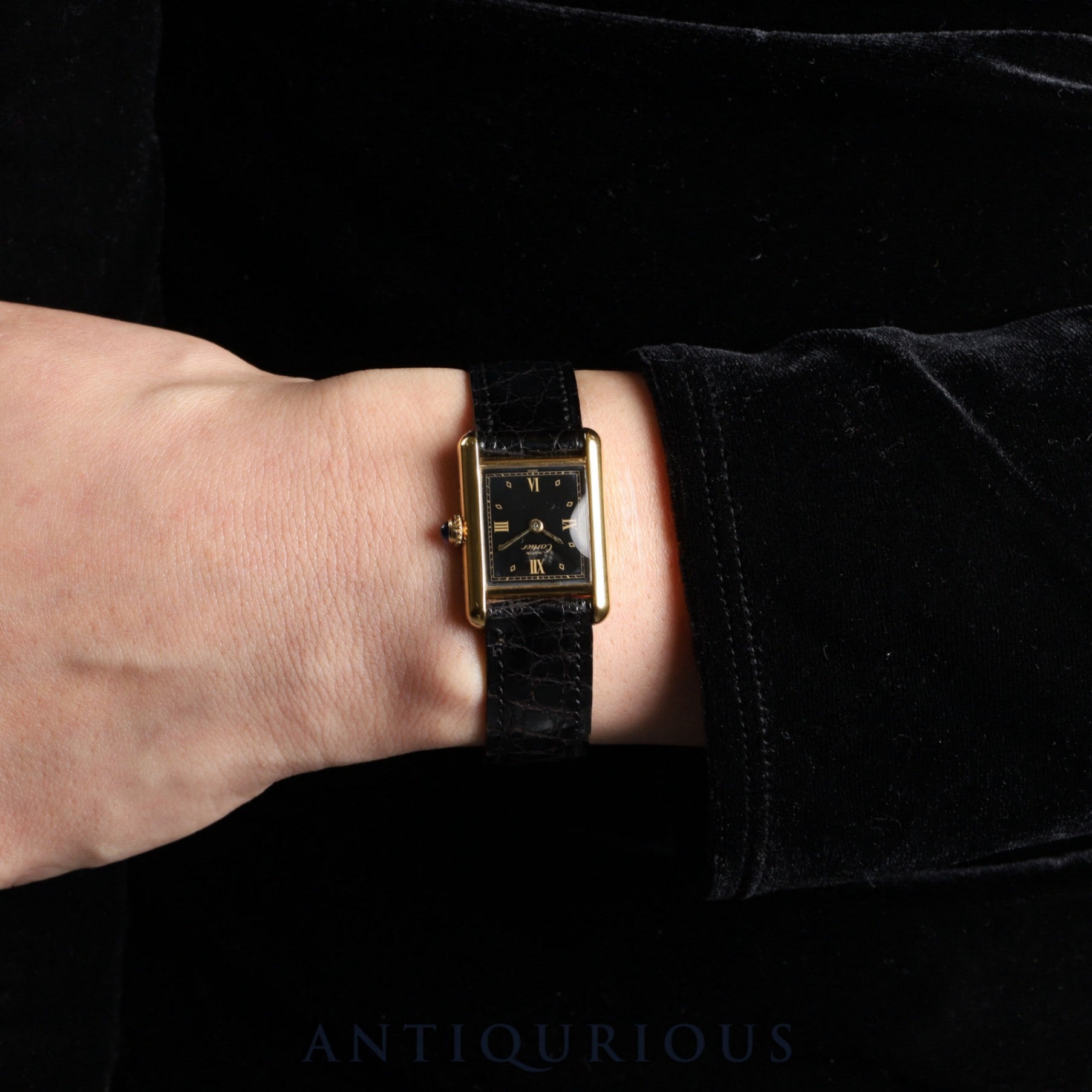 カルティエ マストタンク SM 5057001 クォーツ Cal.057 SV925 純正革ベルト 純正Dバックル ブラック飛びローマン文字盤 保証書(1993年 ) オーバーホール済み