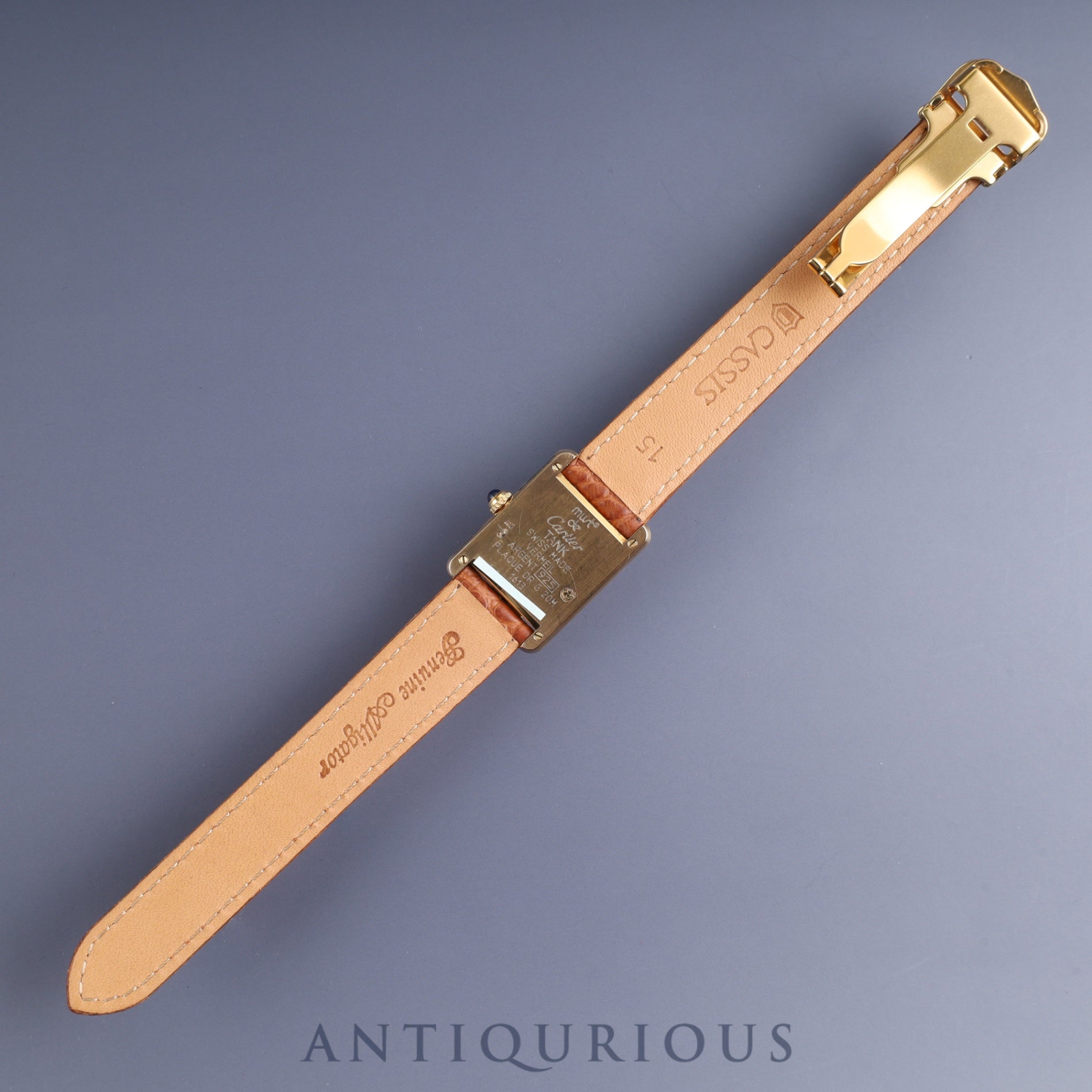 Cartier Must Tank SM W1008354 / 1613 Quartz Cal.057 SV925 Leather Genuine D Buckle (GP) Flying Arabic CC Dial Overhauled