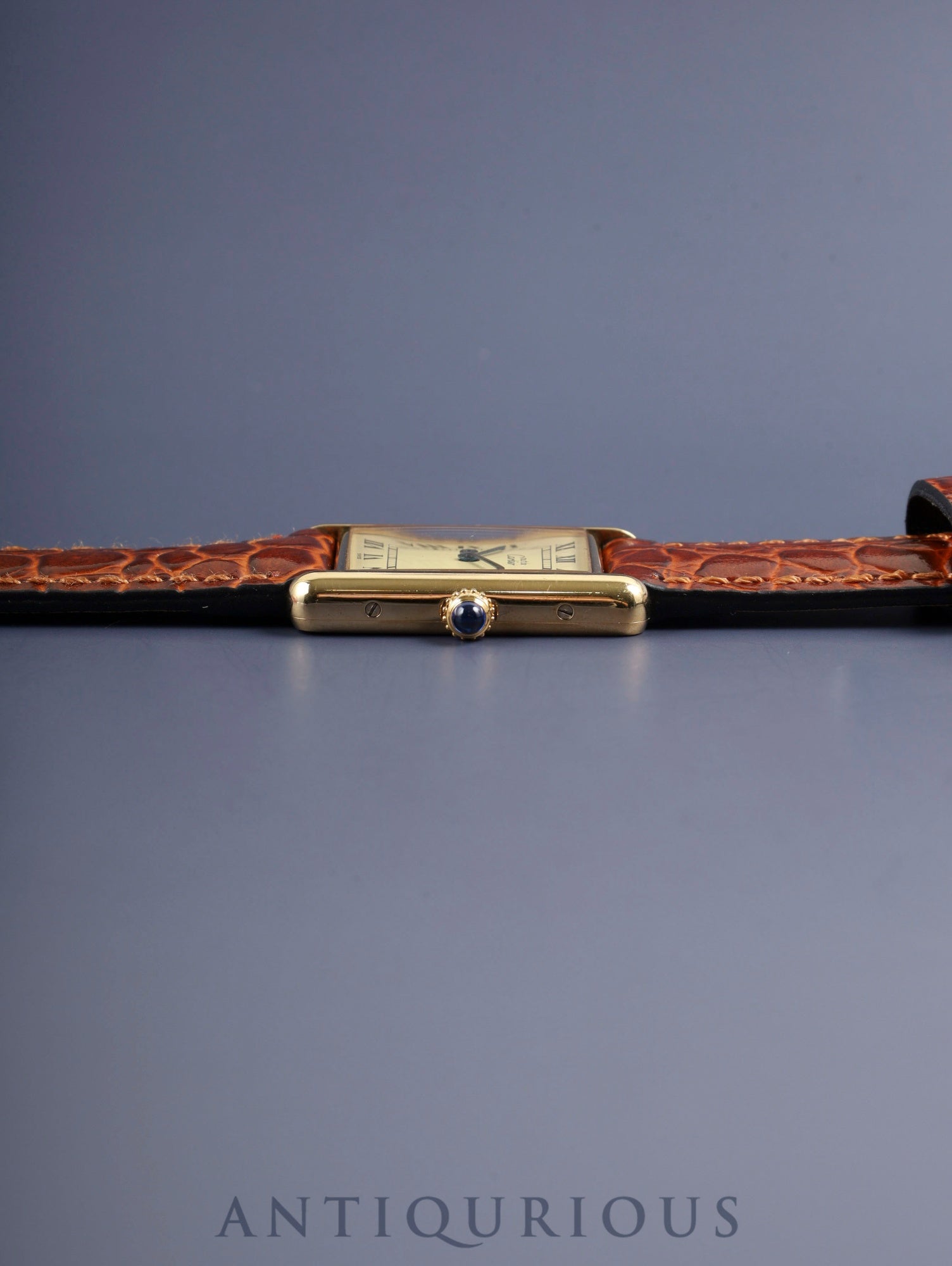 カルティエ マストタンク LM 590005 クォーツ Cal.90 SV925 革 純正尾錠(GP)アイボリーローマン文字盤 オーバーホール済み