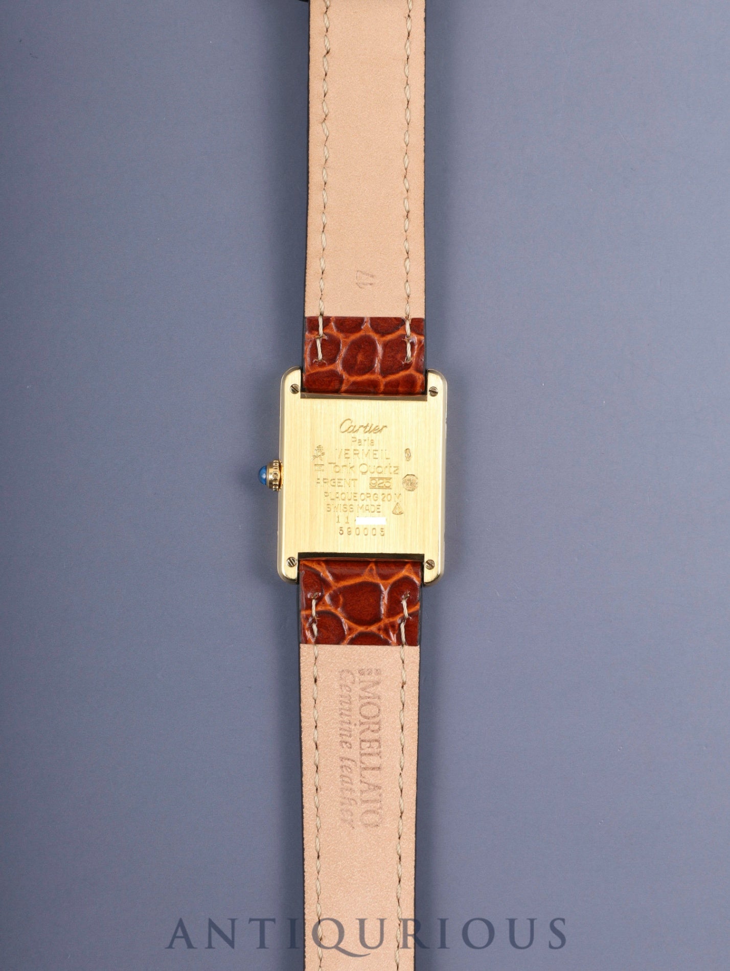 カルティエ マストタンク LM 590005 クォーツ Cal.690 SV925 革 純正尾錠(GP)アイボリーローマン文字盤(SWISS MADE表記) オーバーホール済み 新品仕上げ済み