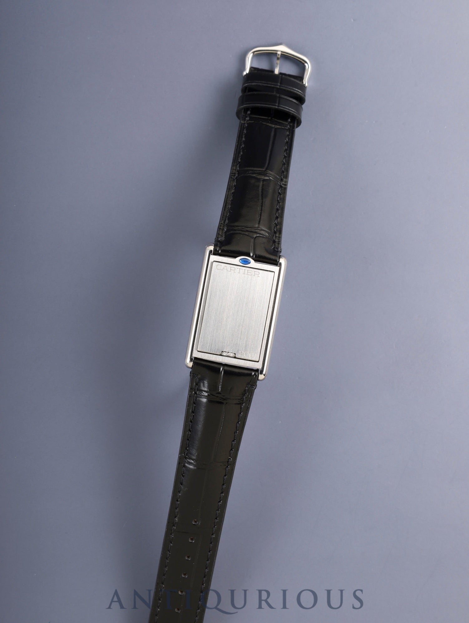 カルティエ タンク バスキュラント LM W1011358 / 2390 手巻き Cal.060 SS 革 純正ピンバックル(SS)アイボリーギョーシェローマン文字盤(SWISS表記)純正レザーベルト付き オーバーホール済み