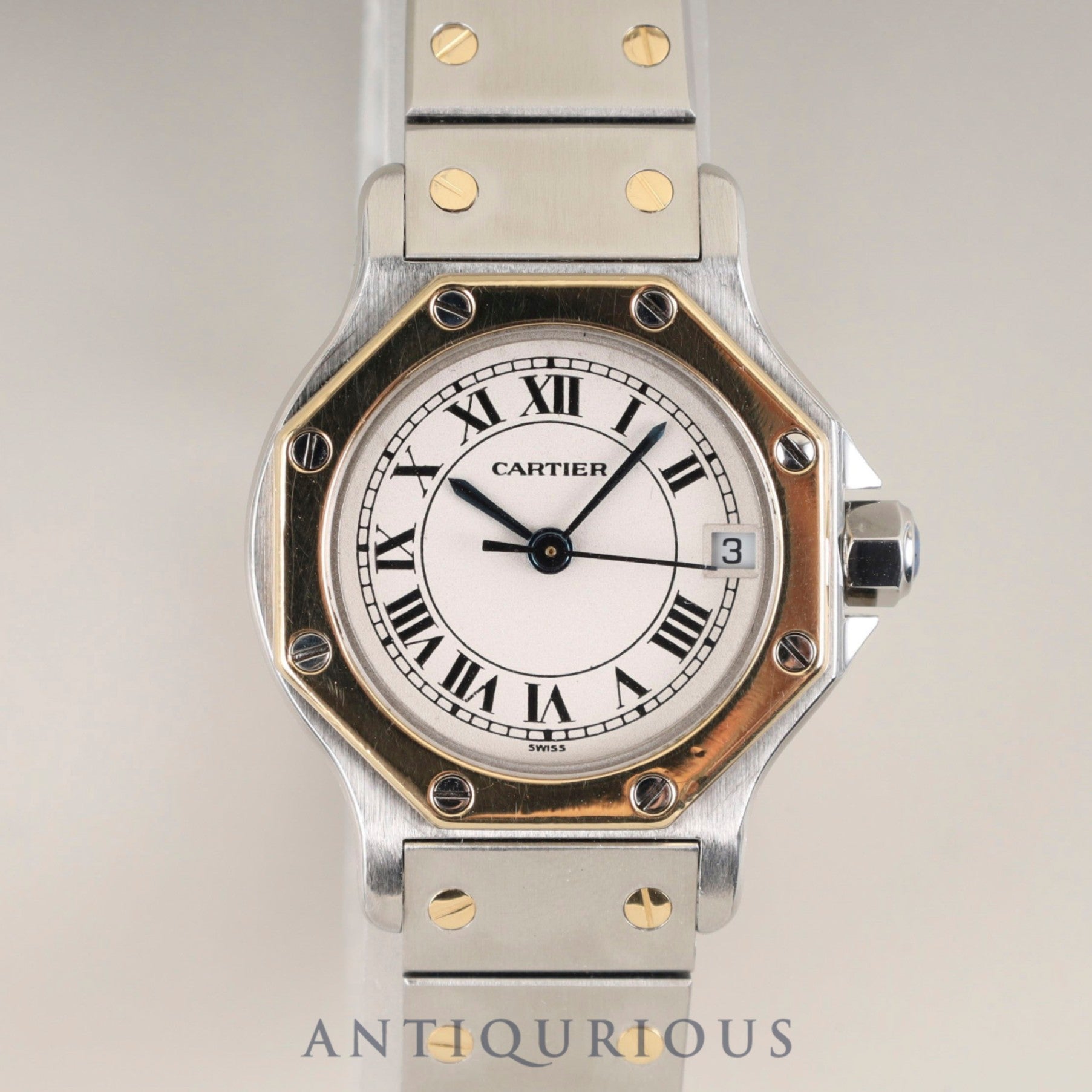 カルティエ サントス オクタゴン SM W2001683 / 187903 クォーツ Cal.87 SS/YG SS/YG アイボリーローマン文字盤 冊子 保証書 オーバーホール済み