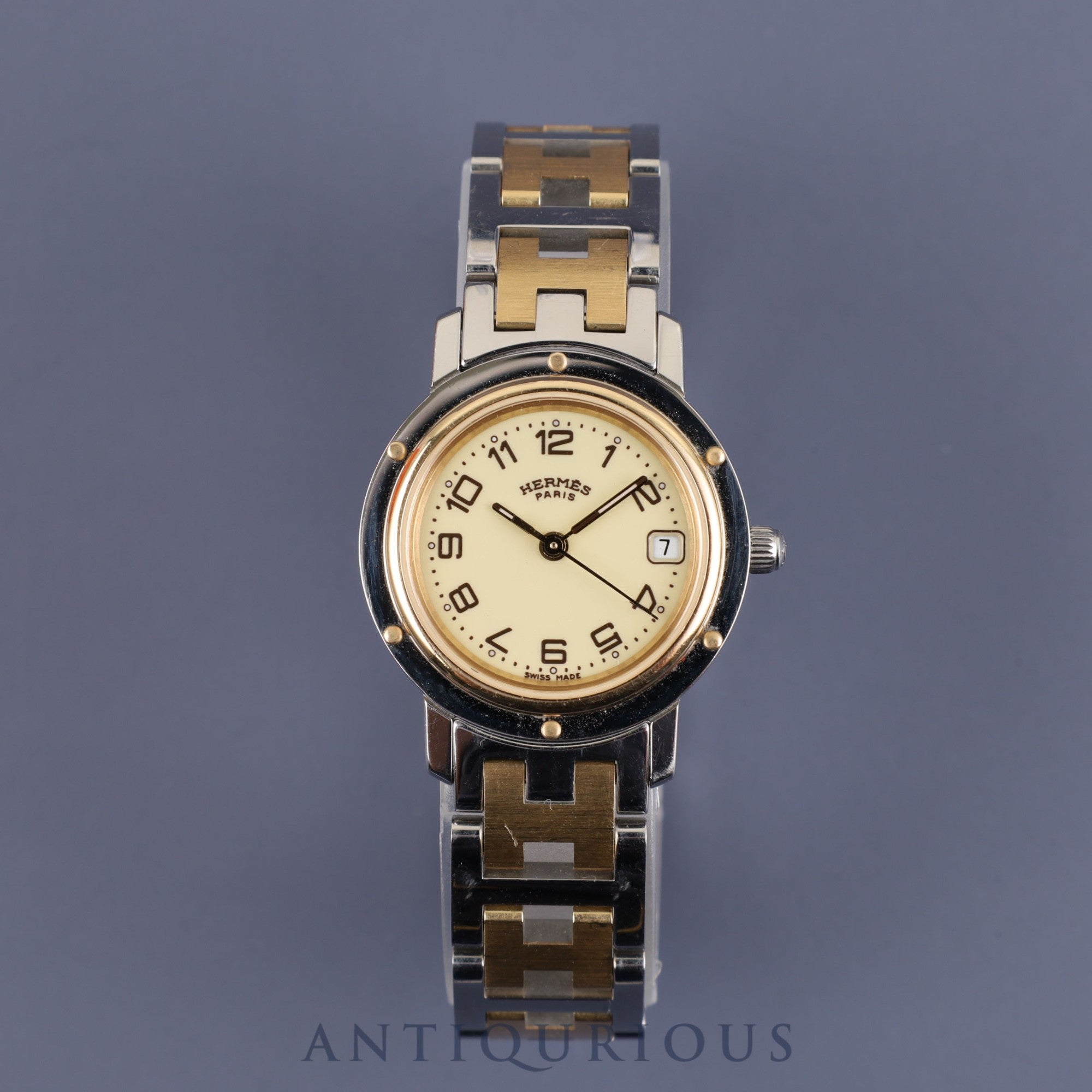 エルメス クリッパー CL4.220 クォーツ SS / YG シャンパンアラビア文字盤 箱 保証書(無記名)コマ2 オーバーホール済み