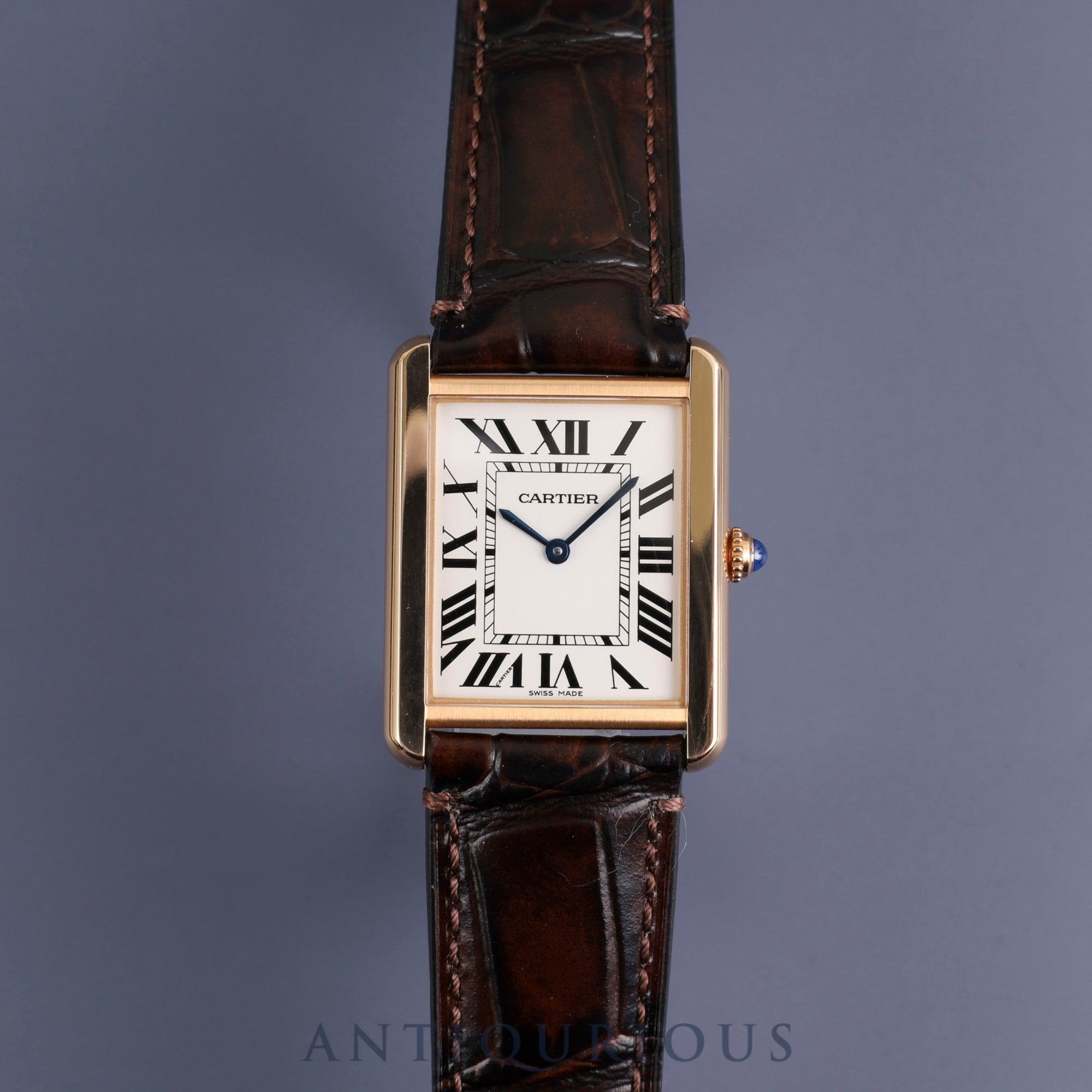 Cartier Tank Solo LM W5200025 / 3167 Quartz PG / SS Leather Genuine buckle (750) Silver dial Box Warranty (2015) Battery replaced