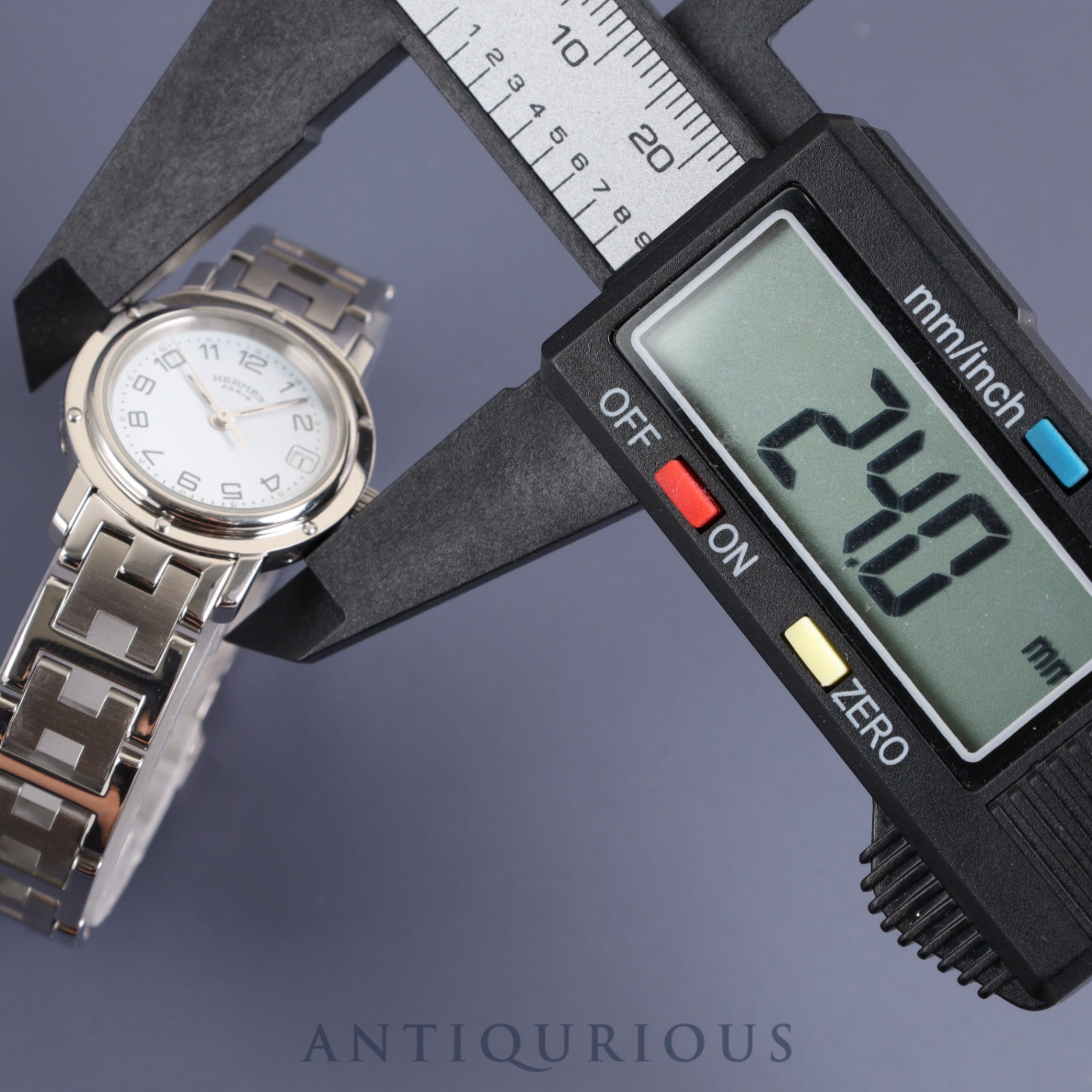 Hermes Clipper CL4.210 Quartz SS SS White Arabic Dial 24.0mm Box Warranty (2003) Overhauled