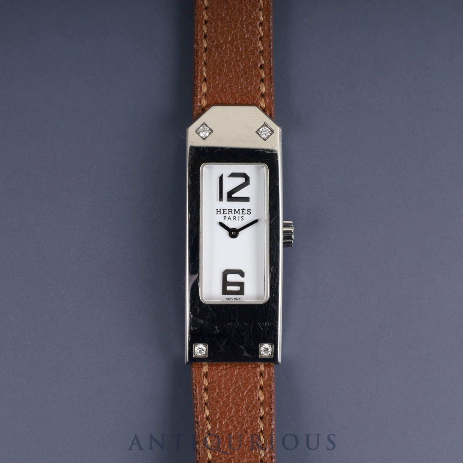 Hermes Kelly 2 4P Diamond KT1.230 Quartz Cal.280.002 SS Genuine Leather Strap (□Q Stamp: 2013) Genuine Buckle (SS) White Dial Overhauled