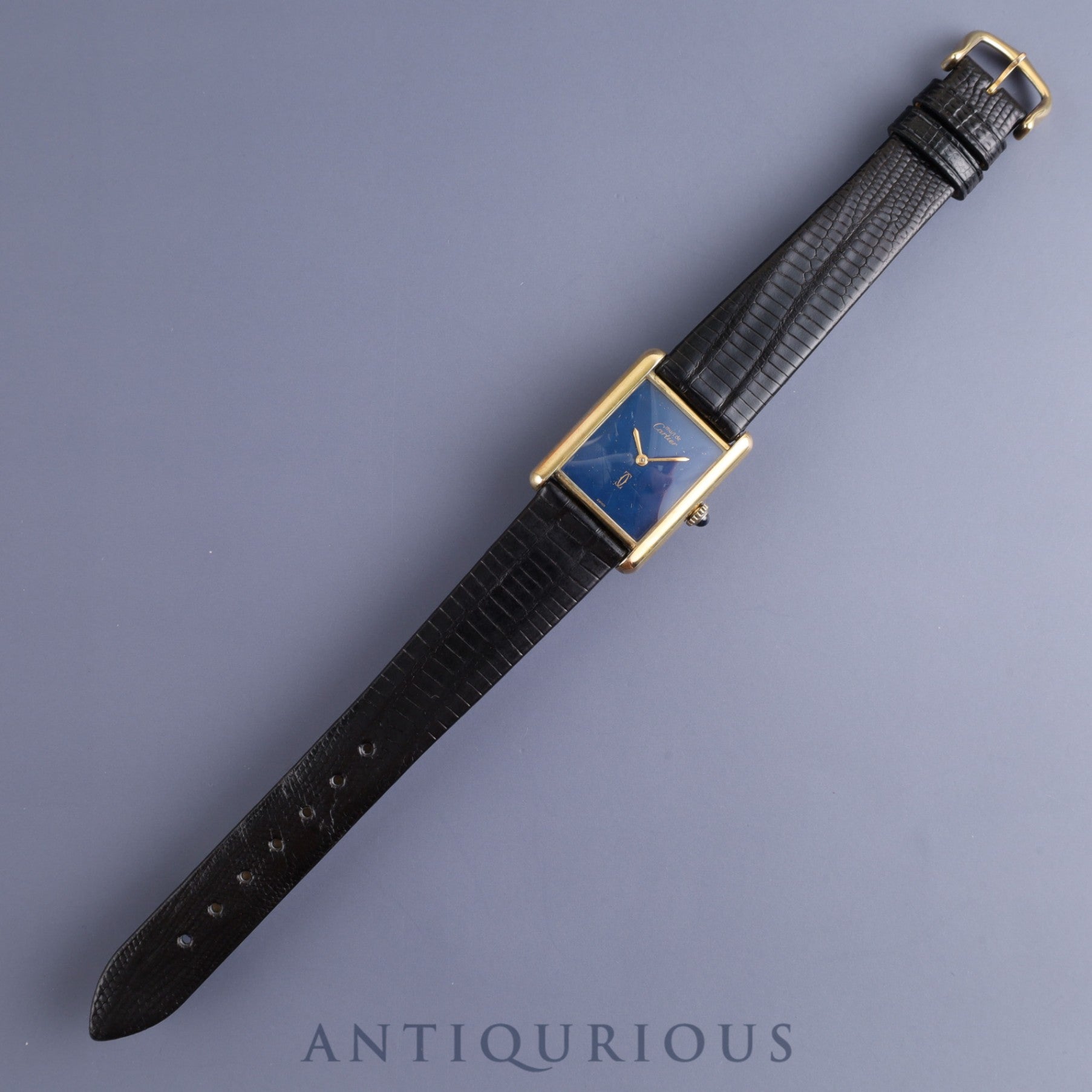 Cartier Must Tank LM Manual winding Cal.78-1 SV925 Leather Genuine buckle (GP) Lapis lazuli dial Overhauled