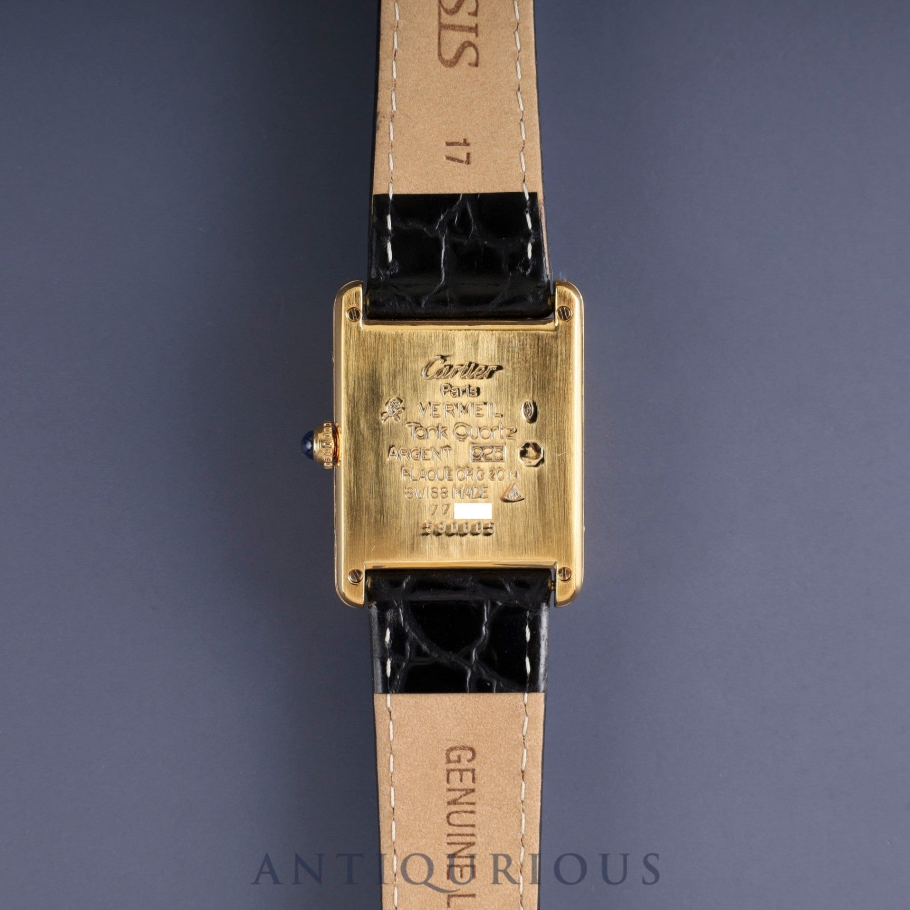 カルティエ マストタンク LM 590005 クォーツ SV925 革 純正Dバックル(GP) アラビア文字盤 オーバーホール済み 新品仕上げ済み