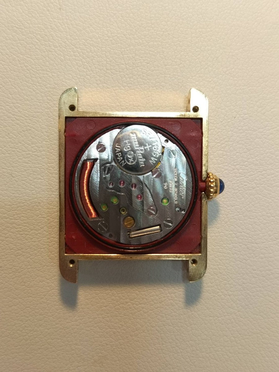 Cartier Must Tank LM 590005 Quartz Cal.90 SV925 Leather Strap with Genuine GP Buckle Ivory Roman Dial Box Booklet Warranty (1995) Overhauled