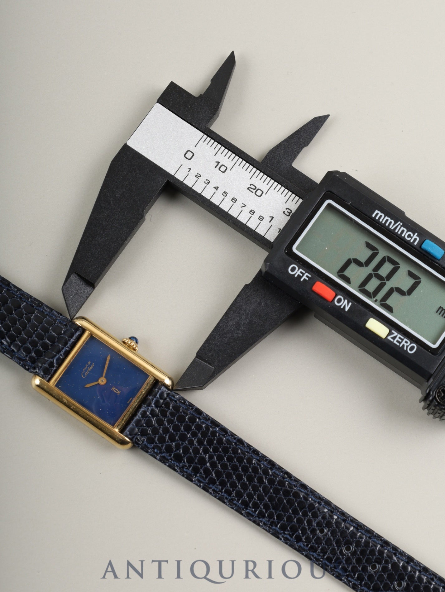 カルティエ マストタンク SM 手巻き Cal.78-1 SV925 革 純正尾錠(GP)ラピスラズリ文字盤 オーバーホール済み