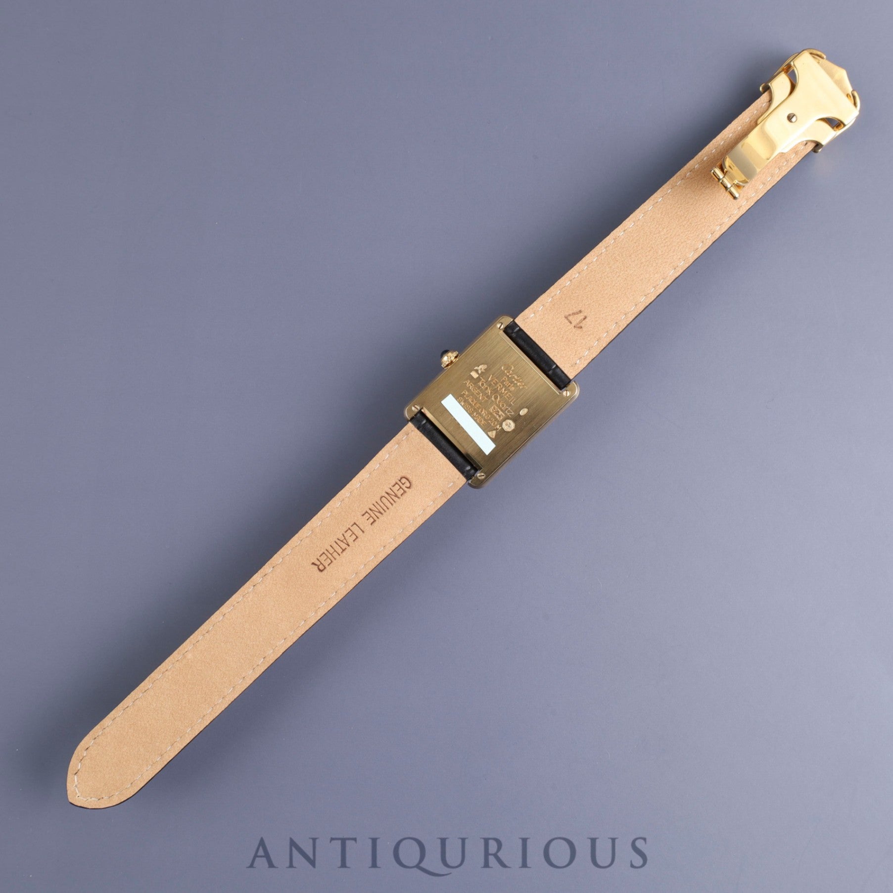 Cartier Must Tank LM 590005 Quartz Cal.90 SV925 Leather Genuine D-buckle (GP) White Arabic dial Overhauled