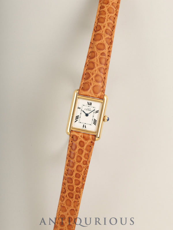 カルティエ マストタンク MM W1013654 / 2415 クォーツ Cal.057 SV925 革 純正Dバックル(GP) ホワイト飛びローマン文字盤(SWISS MADE表記) オーバーホール済み