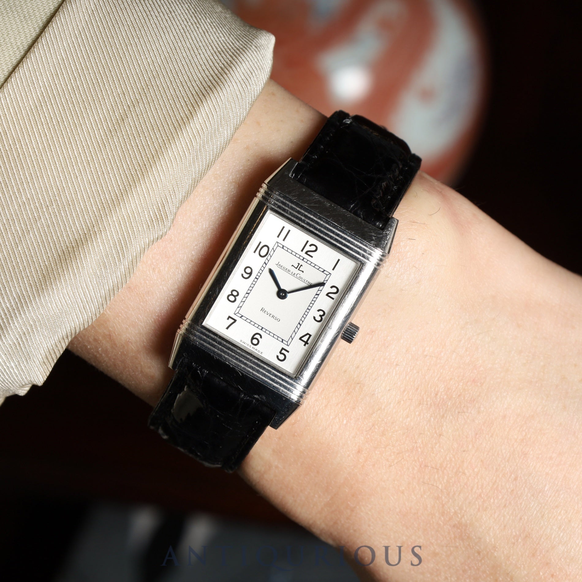 Jaeger-LeCoultre Reverso Classic 250.8.86 Manual Winding Caliber 846/1 Stainless Steel Leather Strap with Genuine Stainless Steel Buckle, Silver Arabic Dial, Overhauled