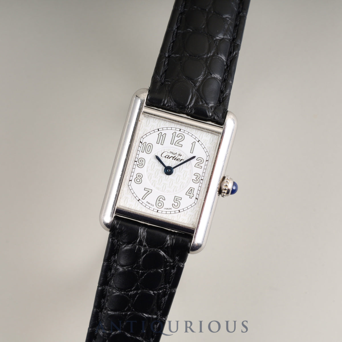Cartier Must Tank MM 2416 Quartz Cal.057 SV925 Leather Genuine D Buckle (SS) Telephone CC Dial Overhauled