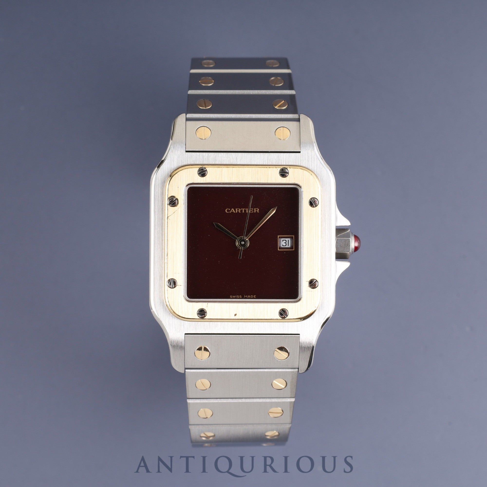 Cartier Santos Galbee LM AC23.80gr OR 0.750 4.05gr Automatic SS/YG SS/YG Garnet dial Bordeaux dial Complete service (full maintenance) completed at Cartier boutique