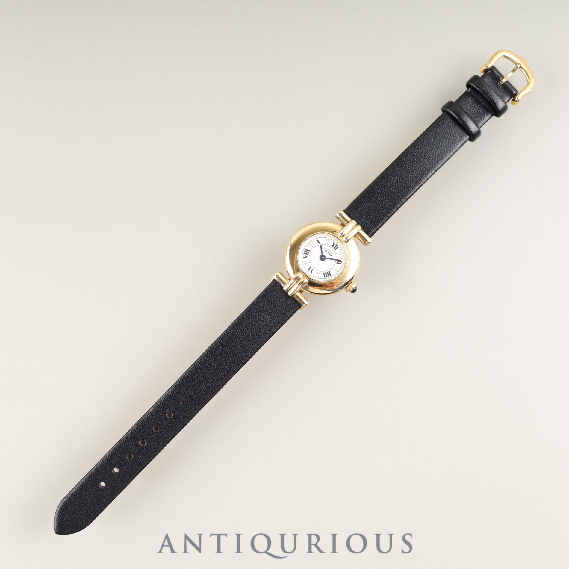 カルティエ マストコリゼ W1009954 / 1902 クォーツ SV925 革 純正尾錠(GP)ホワイト飛びローマンCC文字盤 オーバーホール済み