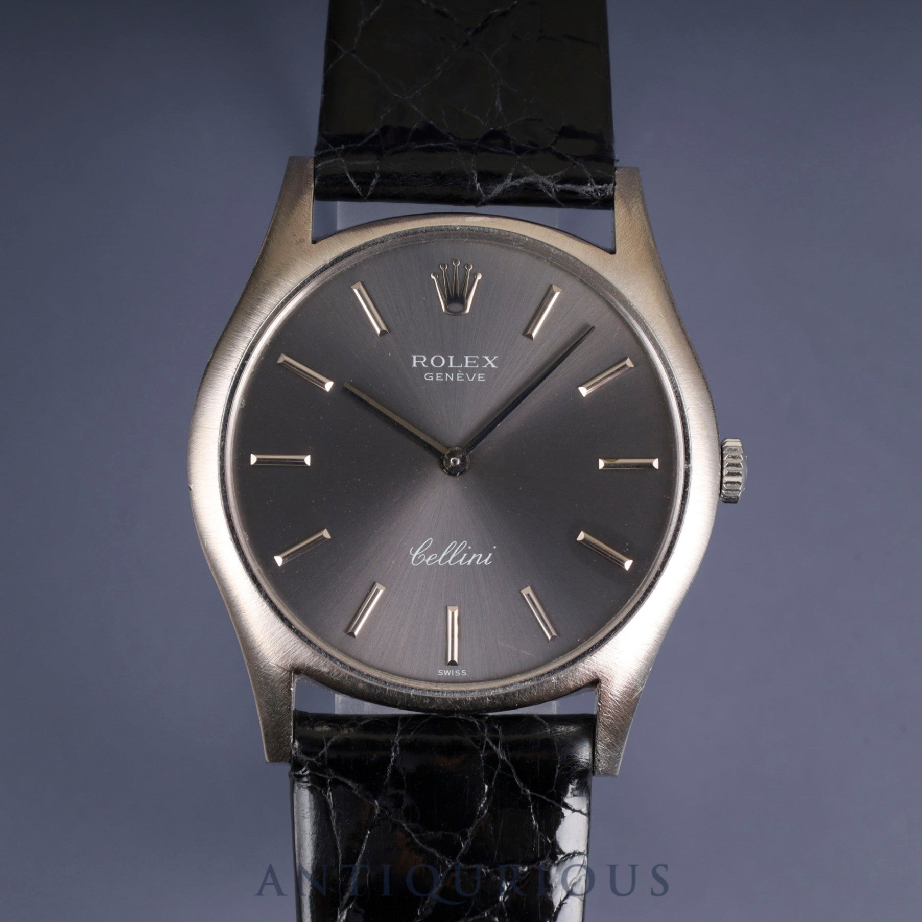 Rolex Cellini 3804 Manual winding Cal.1600 750 Leather Genuine buckle (SS) Grey dial 30 series (1970) Genuine replacement belt Overhauled