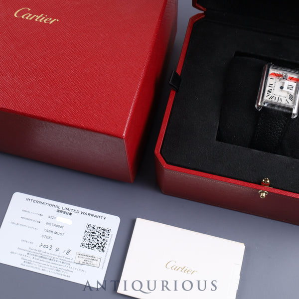 カルティエ タンクマスト LM WSTA0041 / 4323 クォーツ SS 純正革ベルト 純正尾錠(SS) シルバーローマン文字盤 箱 保証書(2023年)