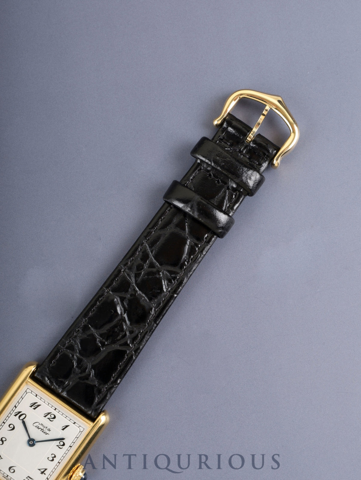 カルティエ マストタンク LM 590005 クォーツ Cal.90 SV925 革 純正ピンバックル(GP)アラビア文字盤(SWISS表記) オーバーホール済み 新品仕上げ済み