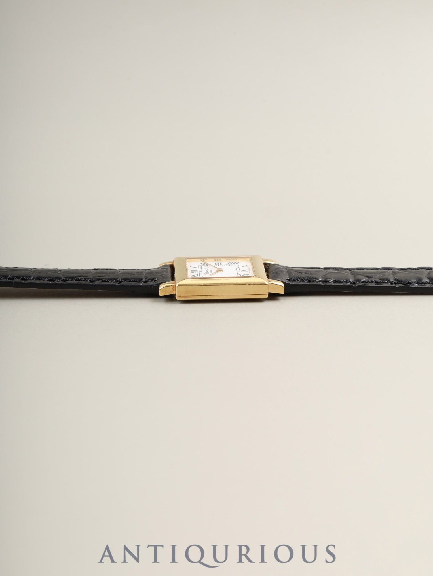 Chopard Classic Square 12/7366 Quartz Cal.976.001 750YG Leather Genuine Buckle (GP) White Roman Dial Box Booklet Warranty (2001) Genuine Strap Overhauled