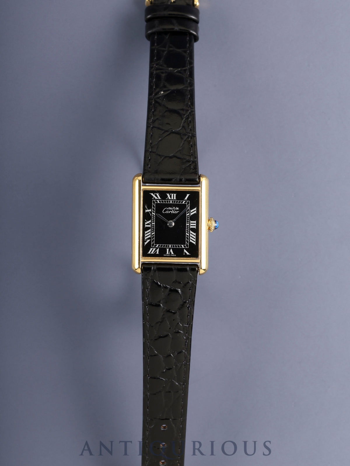 Cartier Must Tank LM Hand-wound Cal.78-1 SV925 Leather Genuine Pin Buckle (GP) Black Roman Dial (SWISS MADE) Polished, Complete Service by Cartier Boutique