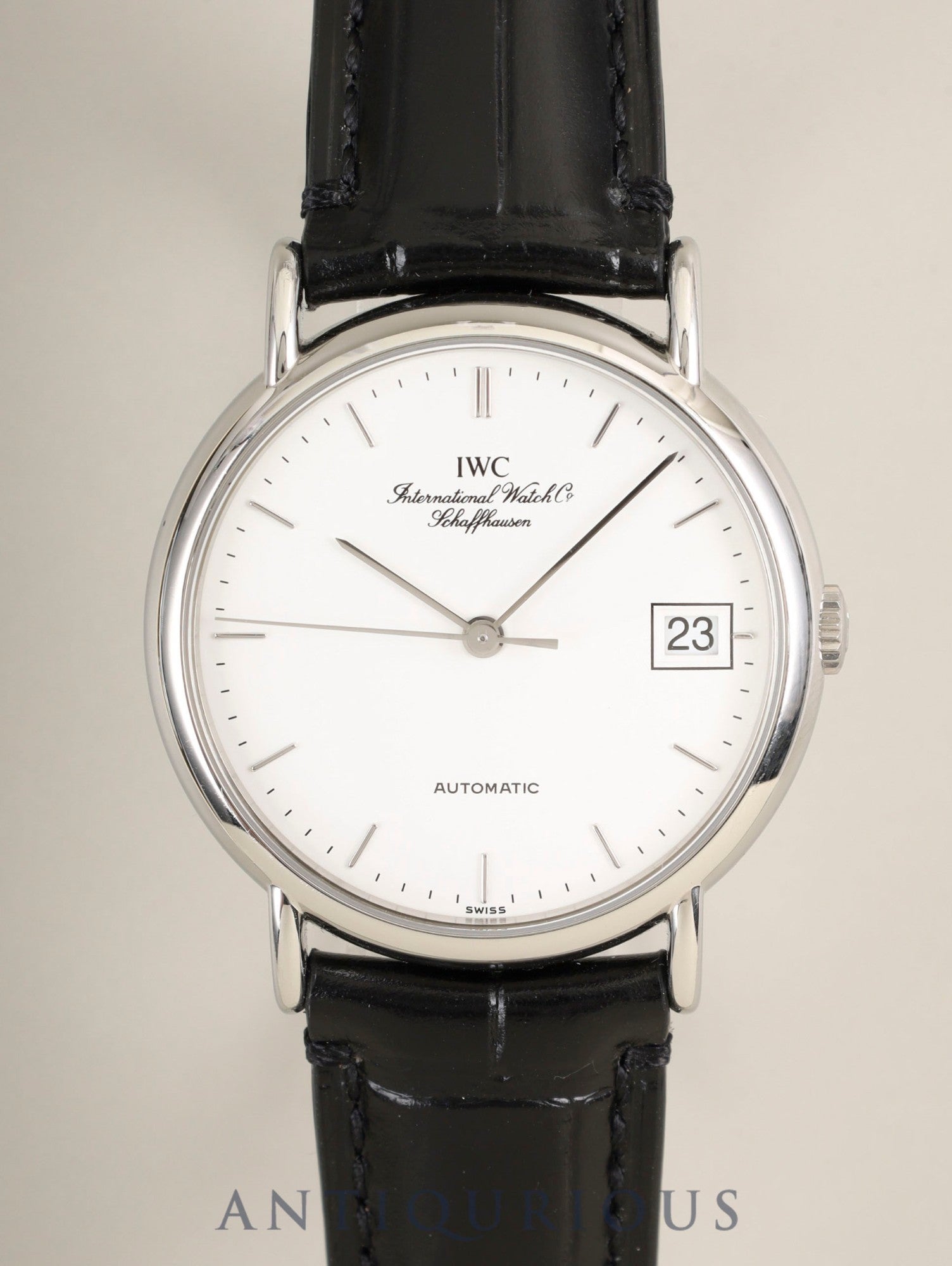 IWC ポートフィノ IW351320 自動巻き SS 革 純正ピンバックル(SS)ホワイト文字盤(風防スレ傷) 保証書(2003年)オーバーホール済み アイダブリュシー