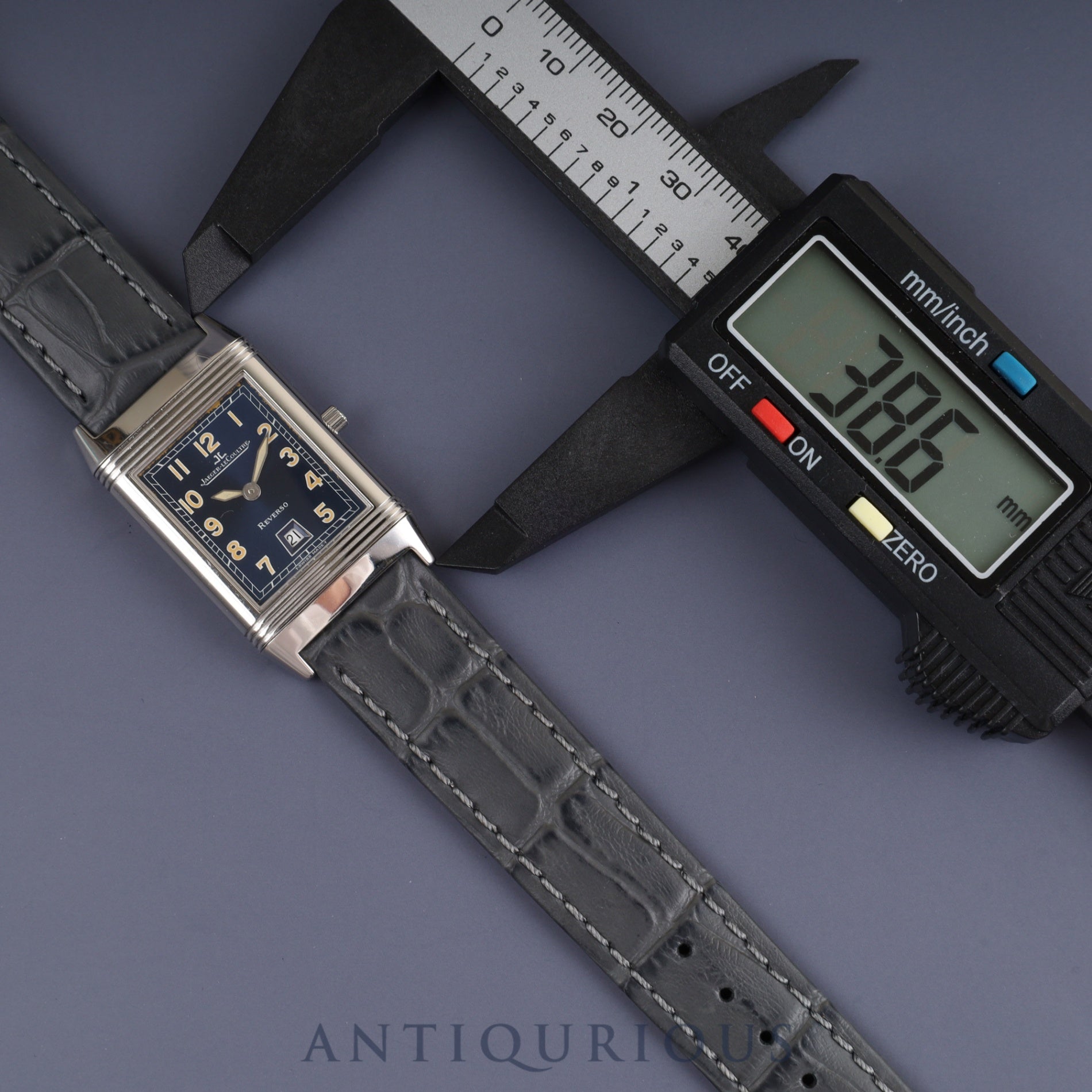 Jaeger-LeCoultre Reverso Classic QA251804 / 250.8.10 Quartz Cal.610 SS Leather Genuine Buckle (SS) Navy Arabic Dial Box Booklet Overhauled