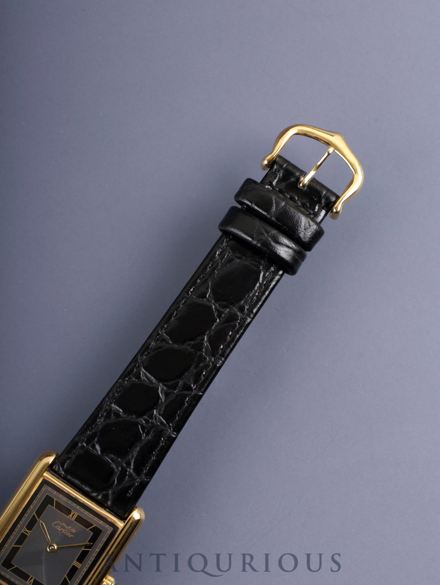 カルティエ マストタンク LM 681006 クォーツ Cal.81 SV925 革 純正尾錠(GP)グレー飛びローマン文字盤(SWISS表記)オーバーホール済み