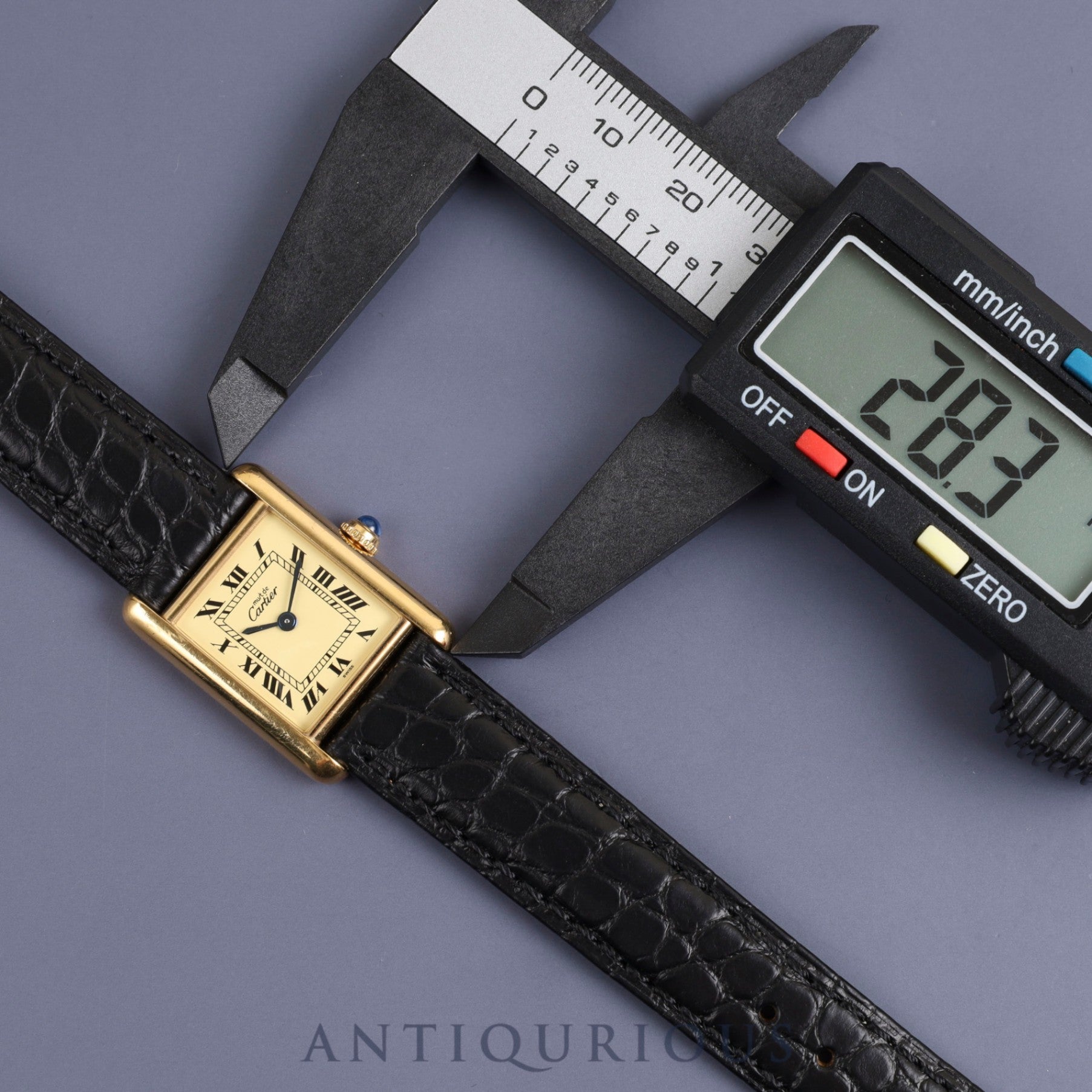 カルティエ マストタンク SM 5057001 クォーツ Cal.057 SV925 革 純正尾錠(GP)アイボリーローマン文字盤 箱 保証書(1992年) オーバーホール済み