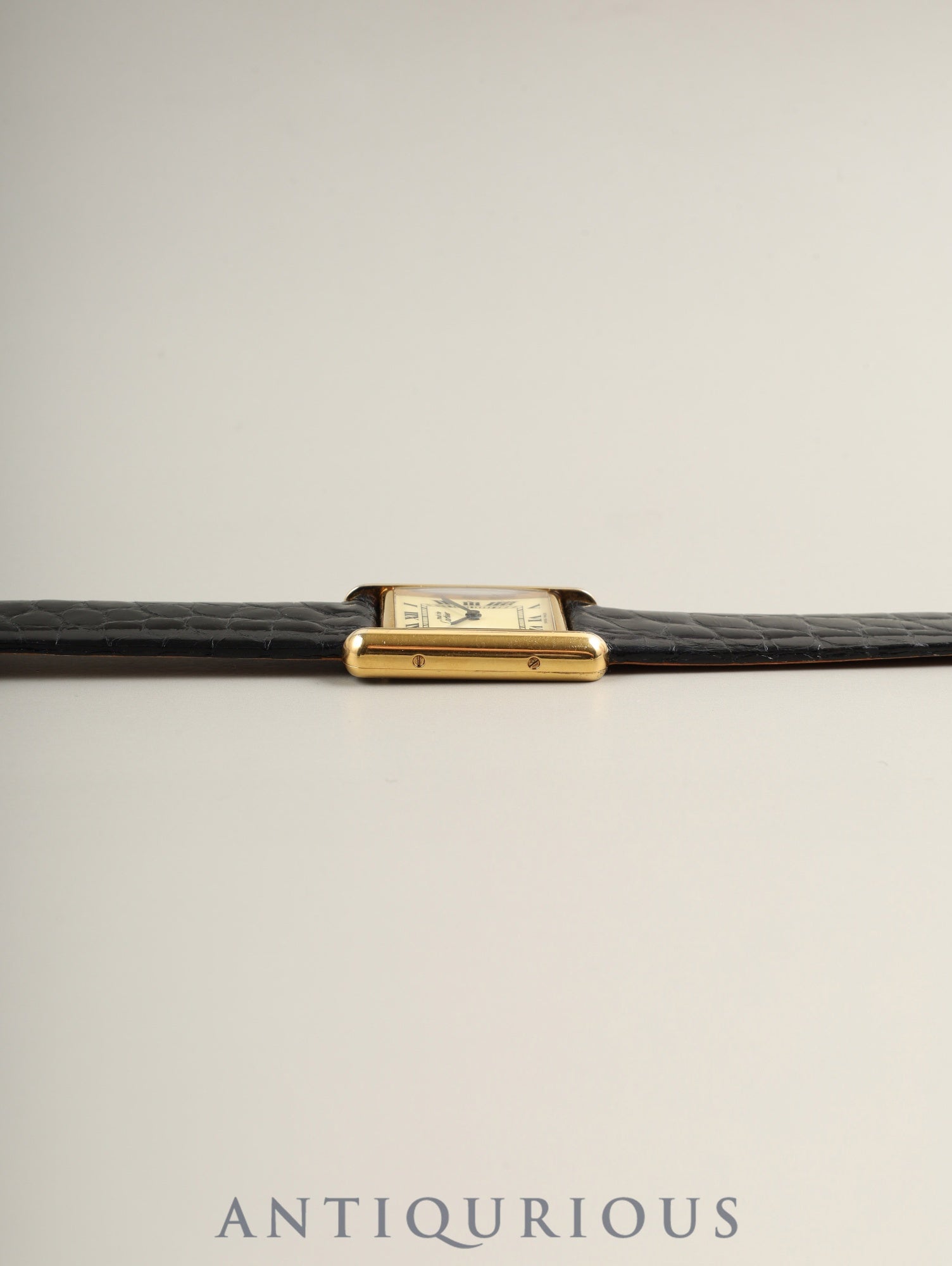 カルティエ マストタンク SM W1003153 / 5057001 クォーツ SV925 革 純正ピンバックル(GP)アイボリーローマン文字盤(SWISS MADE表記)保証書(1990年) カルティエブティックにてコンプリートサービス(フルメンテナンス)済み