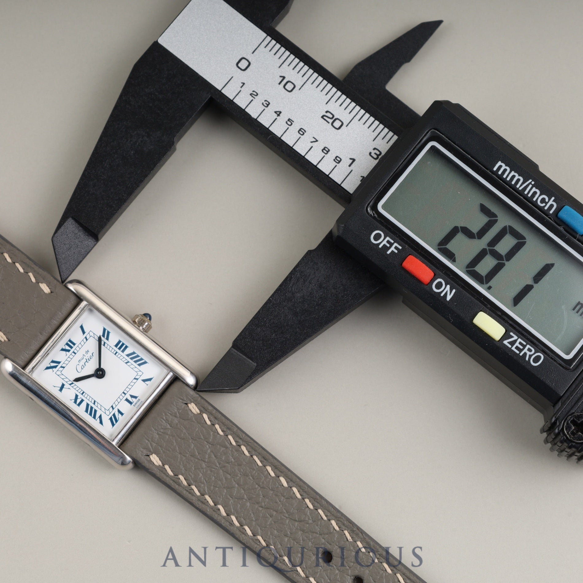 Cartier Must Tank SM 666001 Quartz Caliber 157 SV925 Leather Strap with Genuine Stainless Steel Buckle, White Roman Dial, Booklet, Warranty Card (1996), Overhauled and Finished to Like New