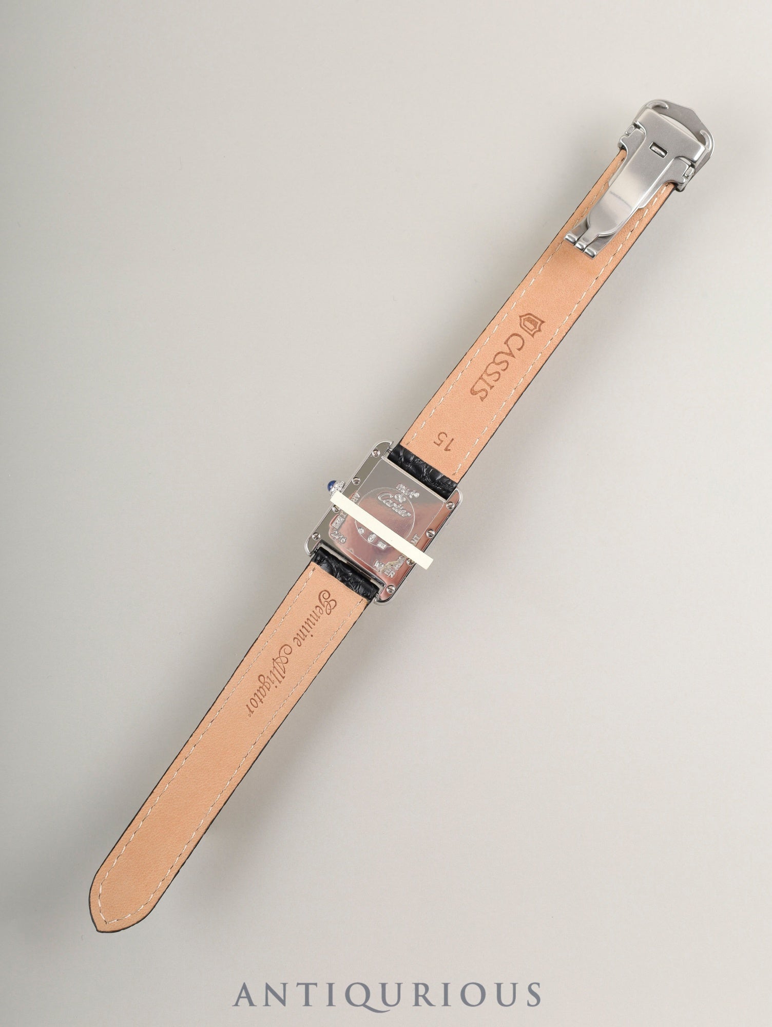 Cartier Must Tank MM W1014054 / 2416 Quartz Caliber 057 SV925 Leather Strap with Genuine D-Clasp (Stainless Steel) White Roman CC Dial (SWISS MADE Marking) Box Overhauled