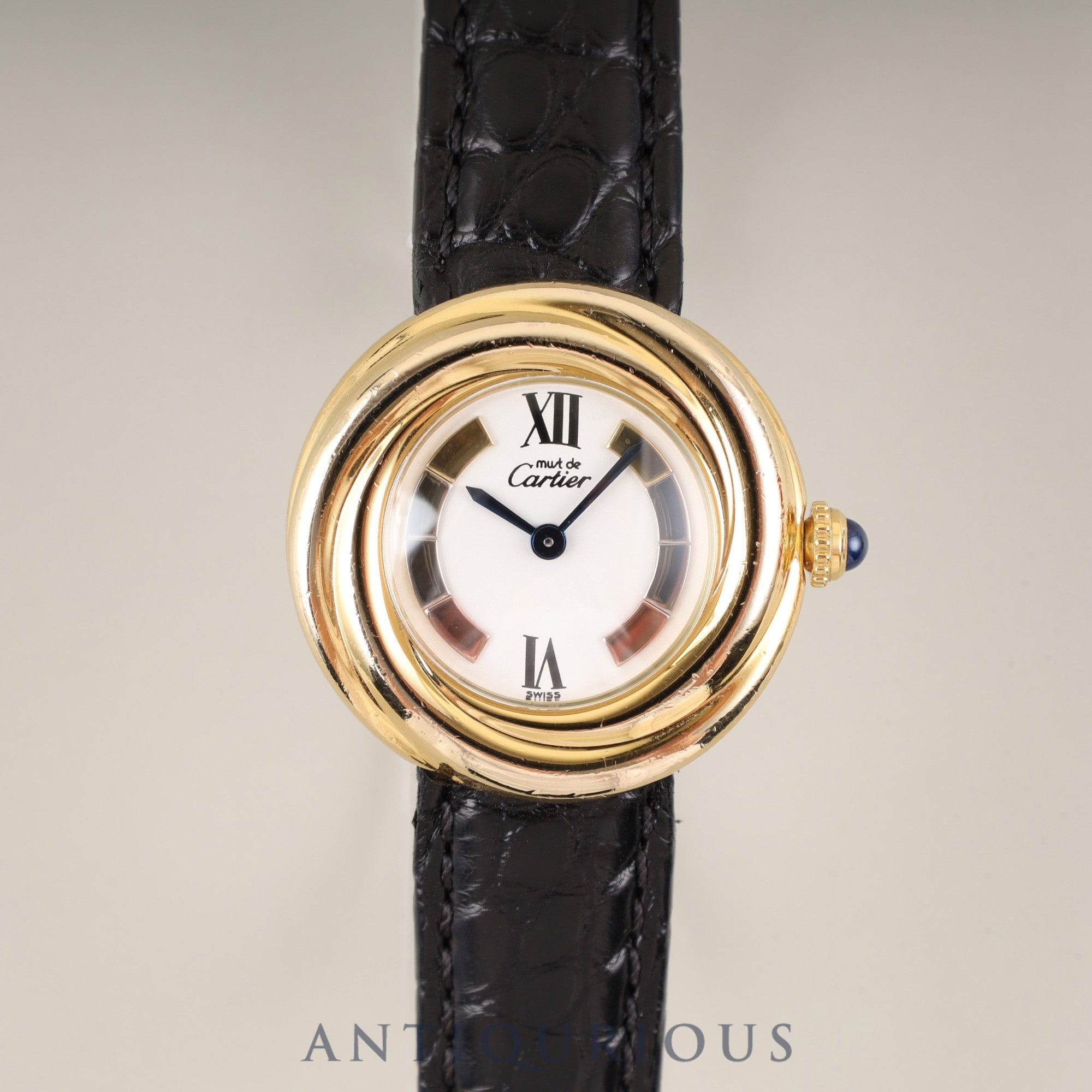 Cartier Must Trinity W1010644 / 2735 Quartz Caliber - SV925 Leather Genuine D-buckle (GP) Trinity Dial Box Completely serviced at a Cartier boutique