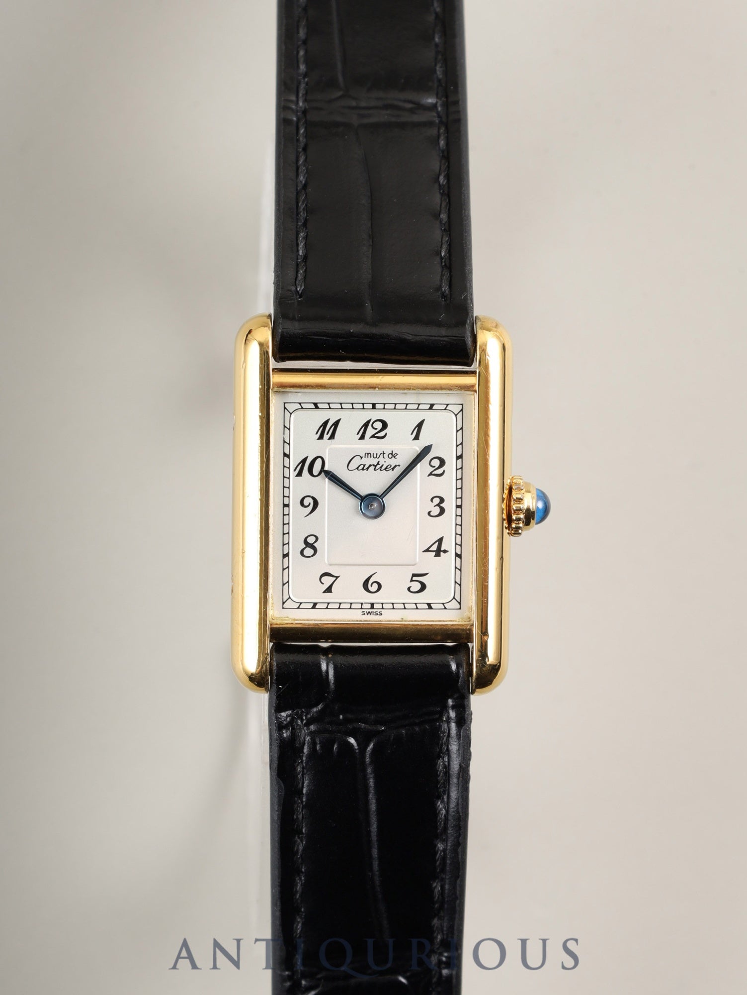 カルティエ マストタンク SM 5057001 クォーツ Cal.057 SV925 革 純正尾錠(GP) アラビア文字盤 オーバーホール済み