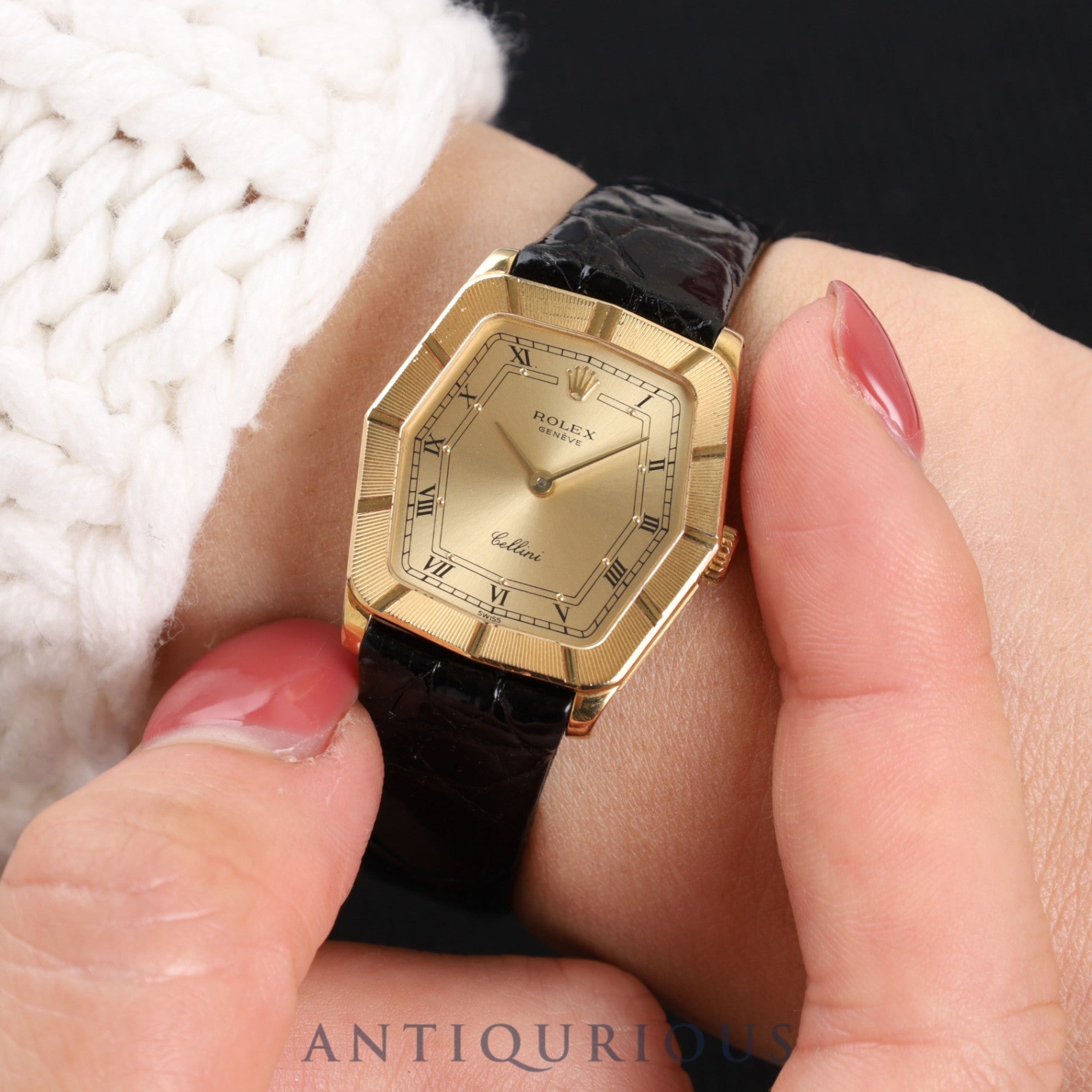 ロレックス チェリーニ 4160 手巻き Cal.1601 18K 革 純正尾錠(GP)シャンパンローマン文字盤 69番(1981年)オーバーホール済み