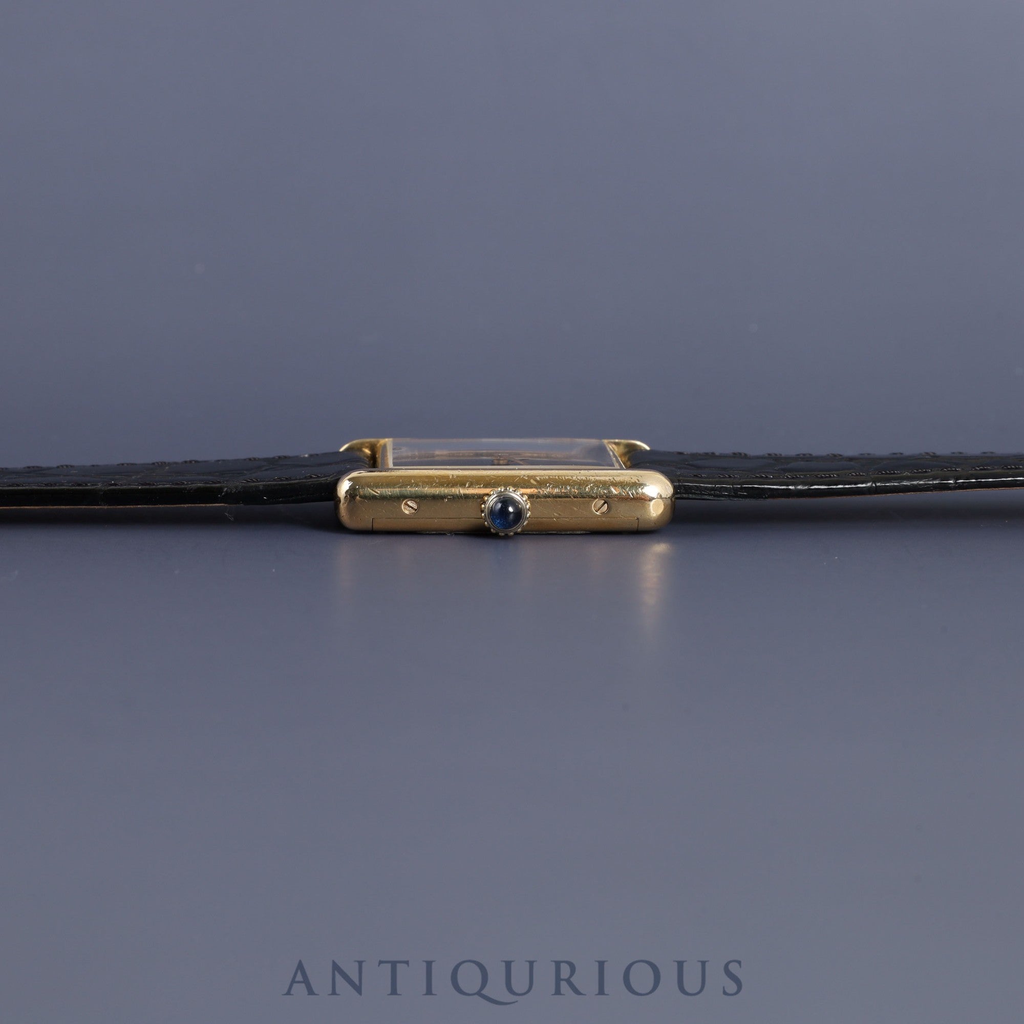 カルティエ マストタンク LM 手巻き Cal.78-1  SV925 革 純正尾錠(GP)ブラックオニキス文字盤 オーバーホール済み 新品仕上げ済み