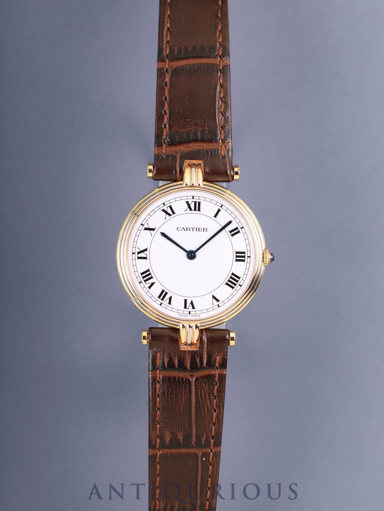 カルティエ ヴァンドーム トリニティ VLC LM 85533553/81003 クォーツ Cal.690 750YG 革 純正ピンバックル(GP) ホワイトローマン文字盤(SWISS MADE表記) オーバーホール済み