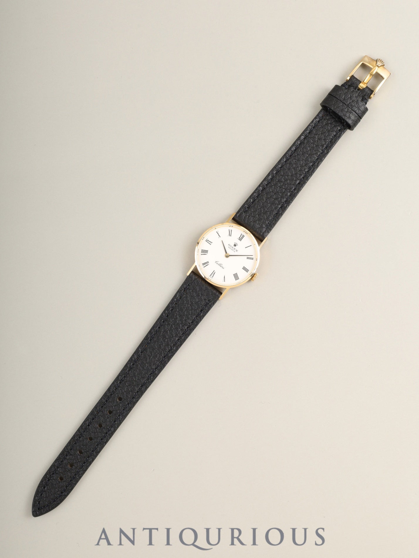 ロレックス チェリーニ 3810 手巻き Cal.1600 750YG 革 純正ピンバックル(GP)ホワイトローマン 26番(1968年)純正レザーベルト付き オーバーホール済み