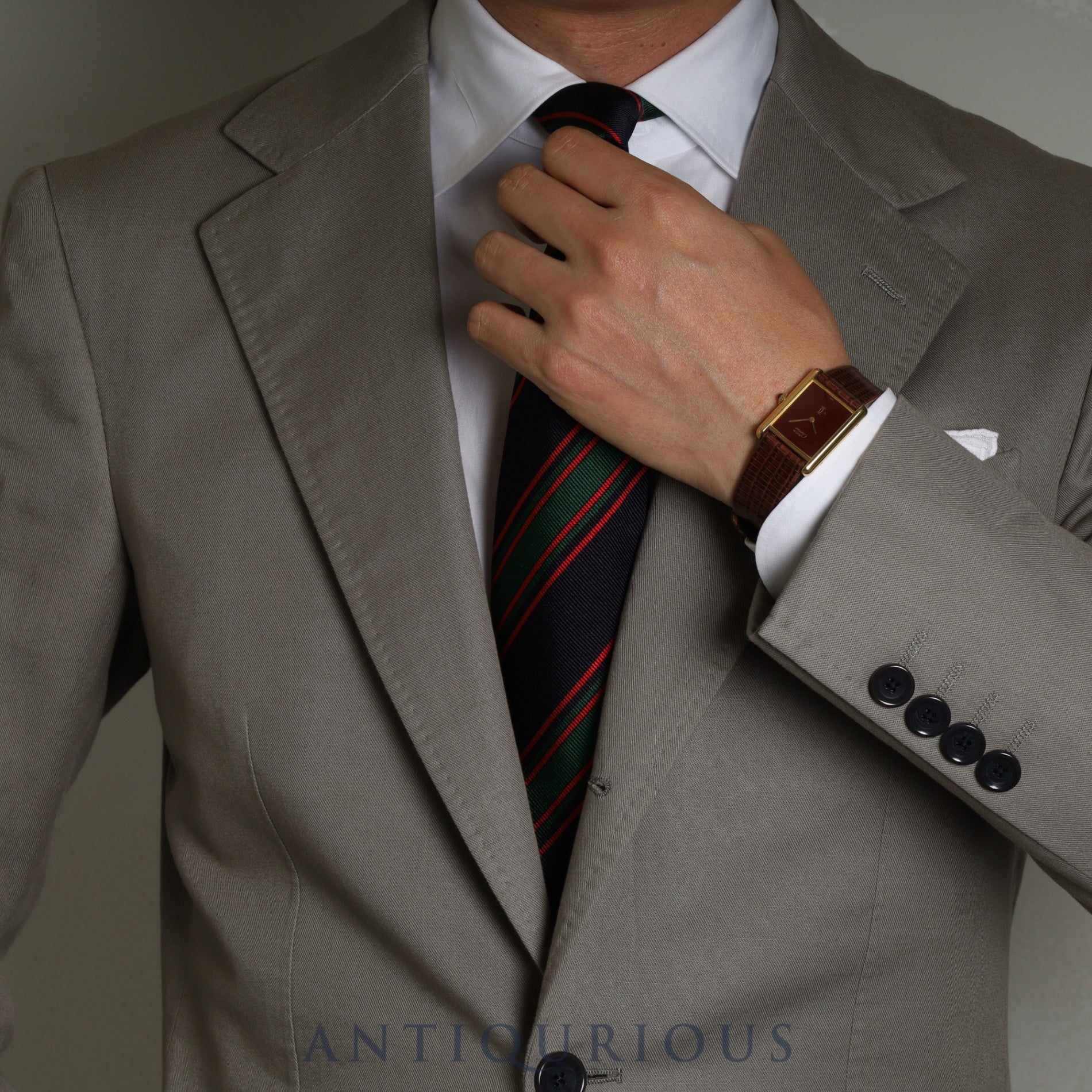 カルティエ マストタンク LM 手巻き Cal.78-1 SV925 革 純正尾錠(GP) ガーネットダイアル ボルドー文字盤オーバーホール済み